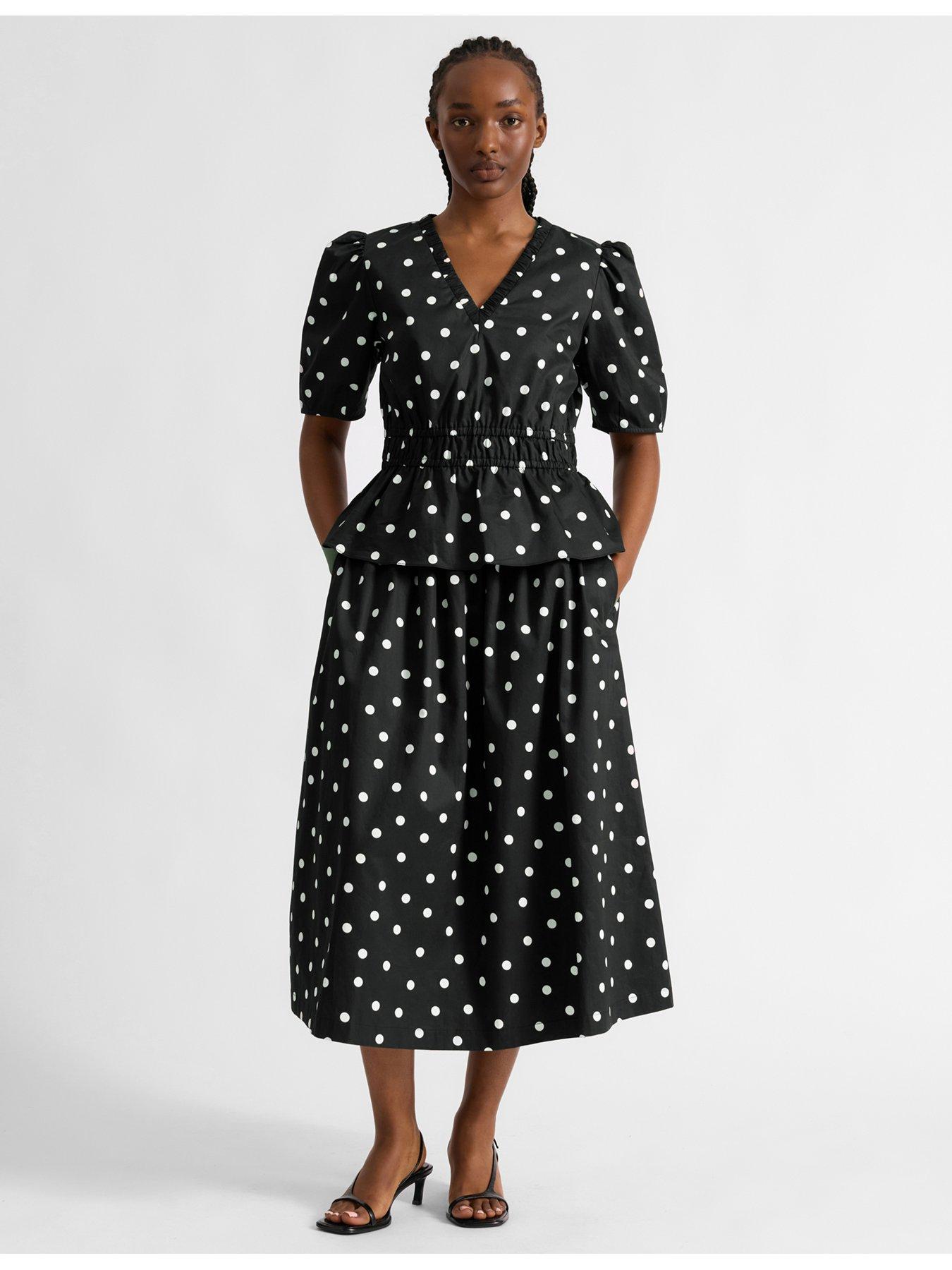 Image 4 of 5 of Albaray Large Spot Skirt - Black/Cream