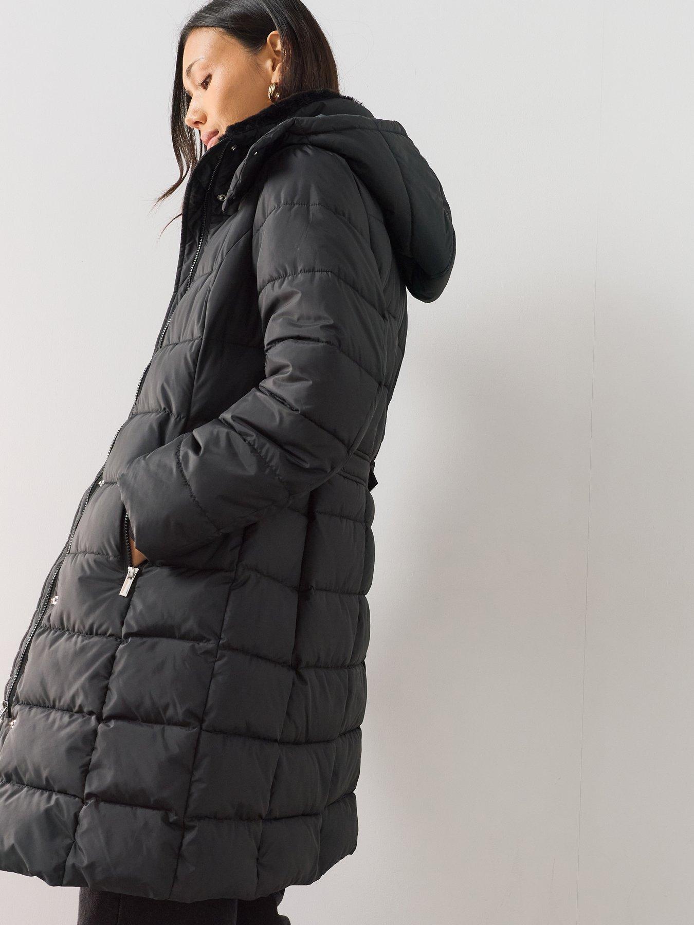 The Very Collection Longline Sorona Padded Coat - Black