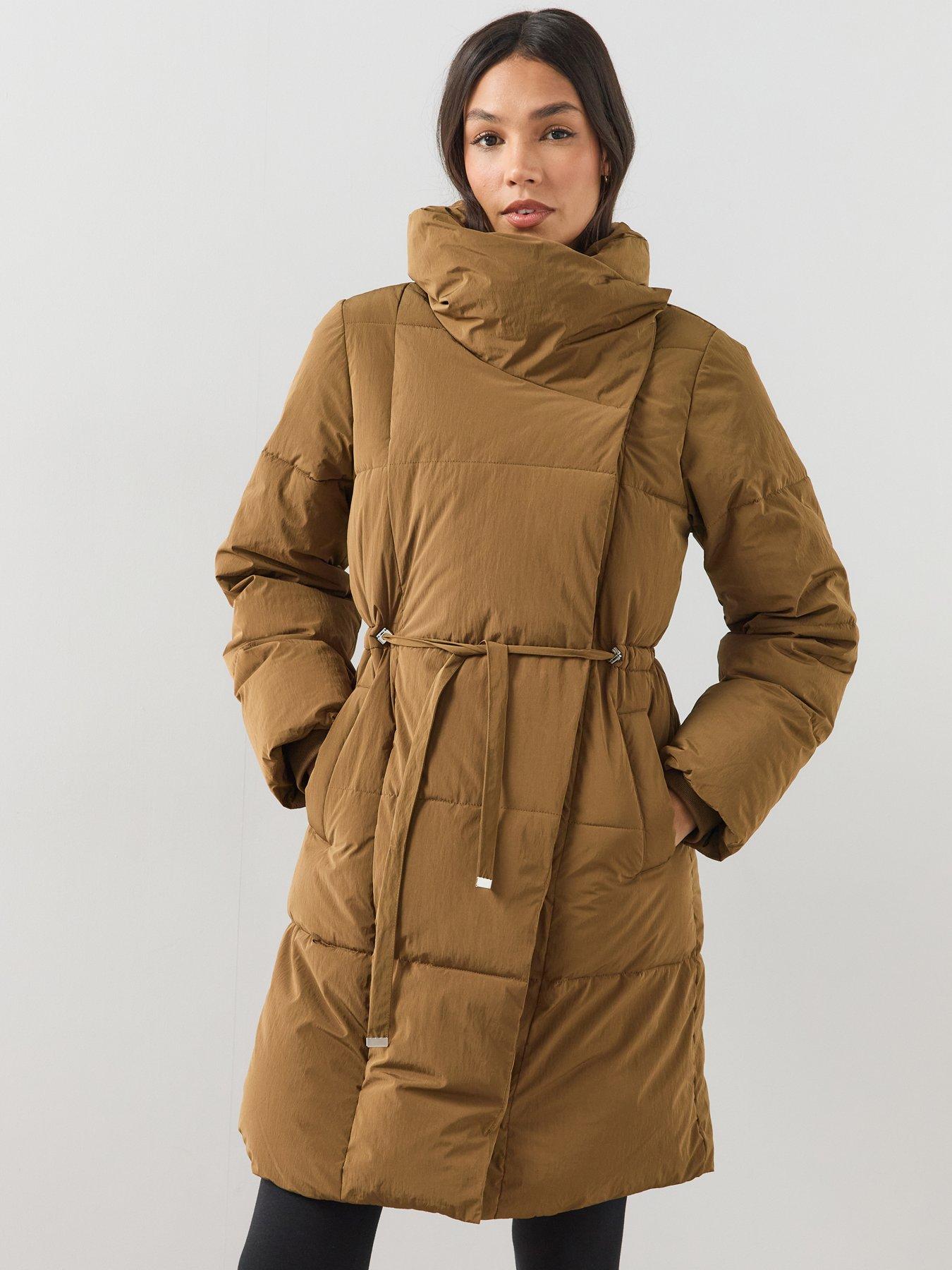 Image 1 of 7 of The Very Collection Mid Length Duvet Padded Coat - Taupe