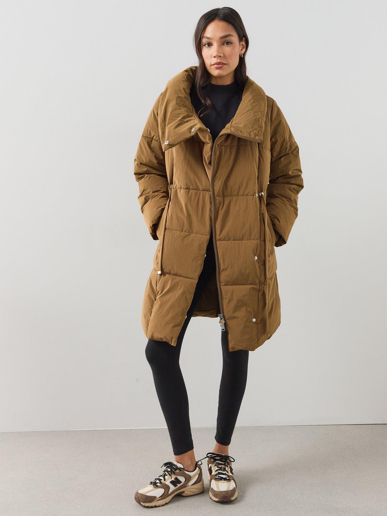 Image 3 of 7 of The Very Collection Mid Length Duvet Padded Coat - Taupe