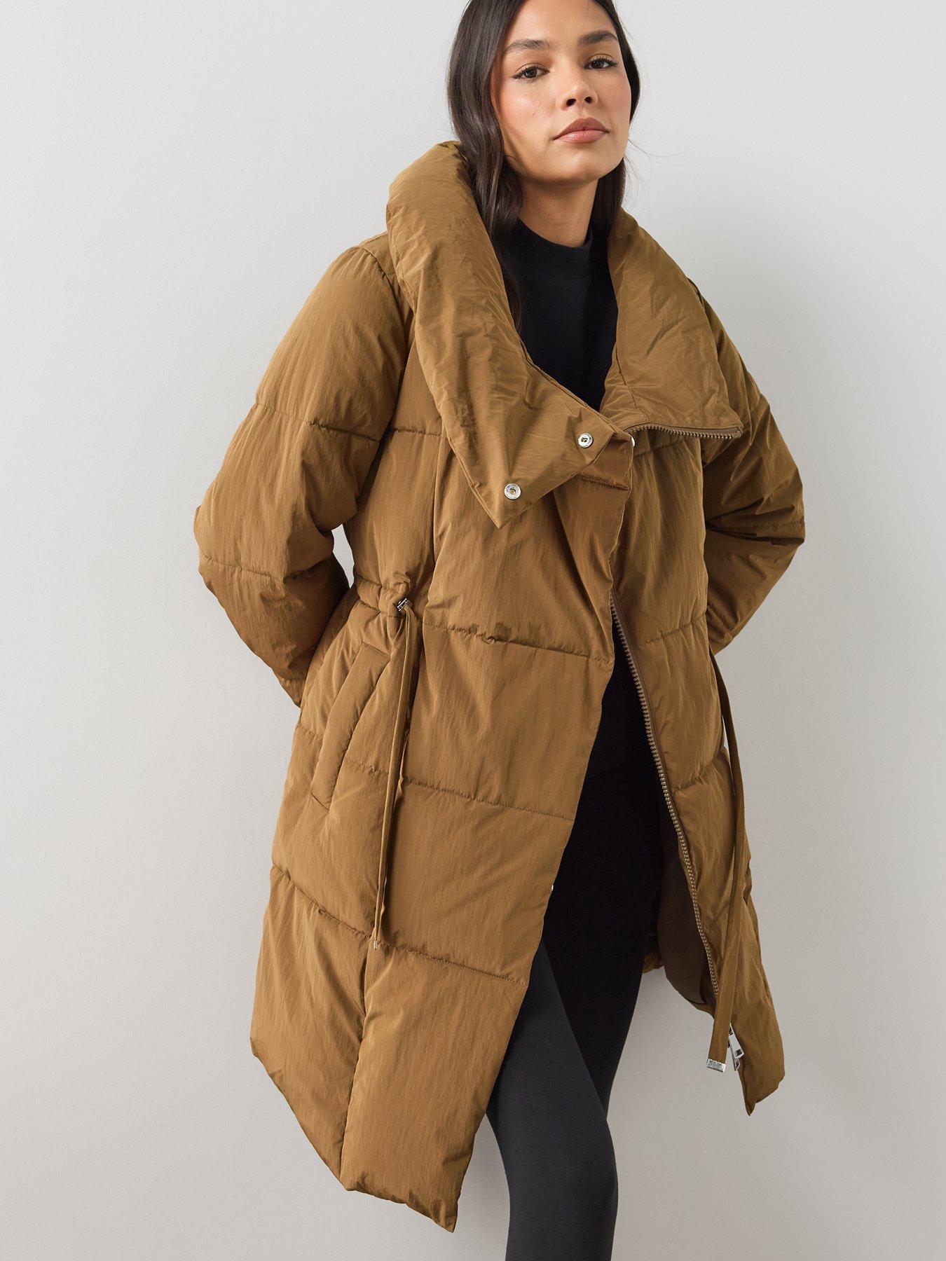 Image 5 of 7 of The Very Collection Mid Length Duvet Padded Coat - Taupe