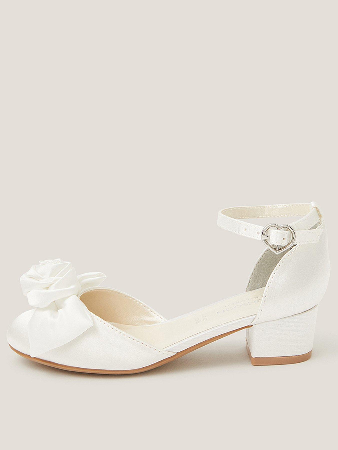 Monsoon Girls Rosette Bow 2 Part Heel Shoes - Light Cream