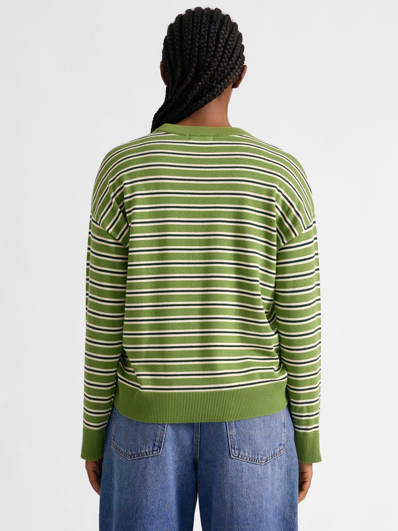 Image 2 of 4 of Albaray Stripe Cotton Jumper - Green