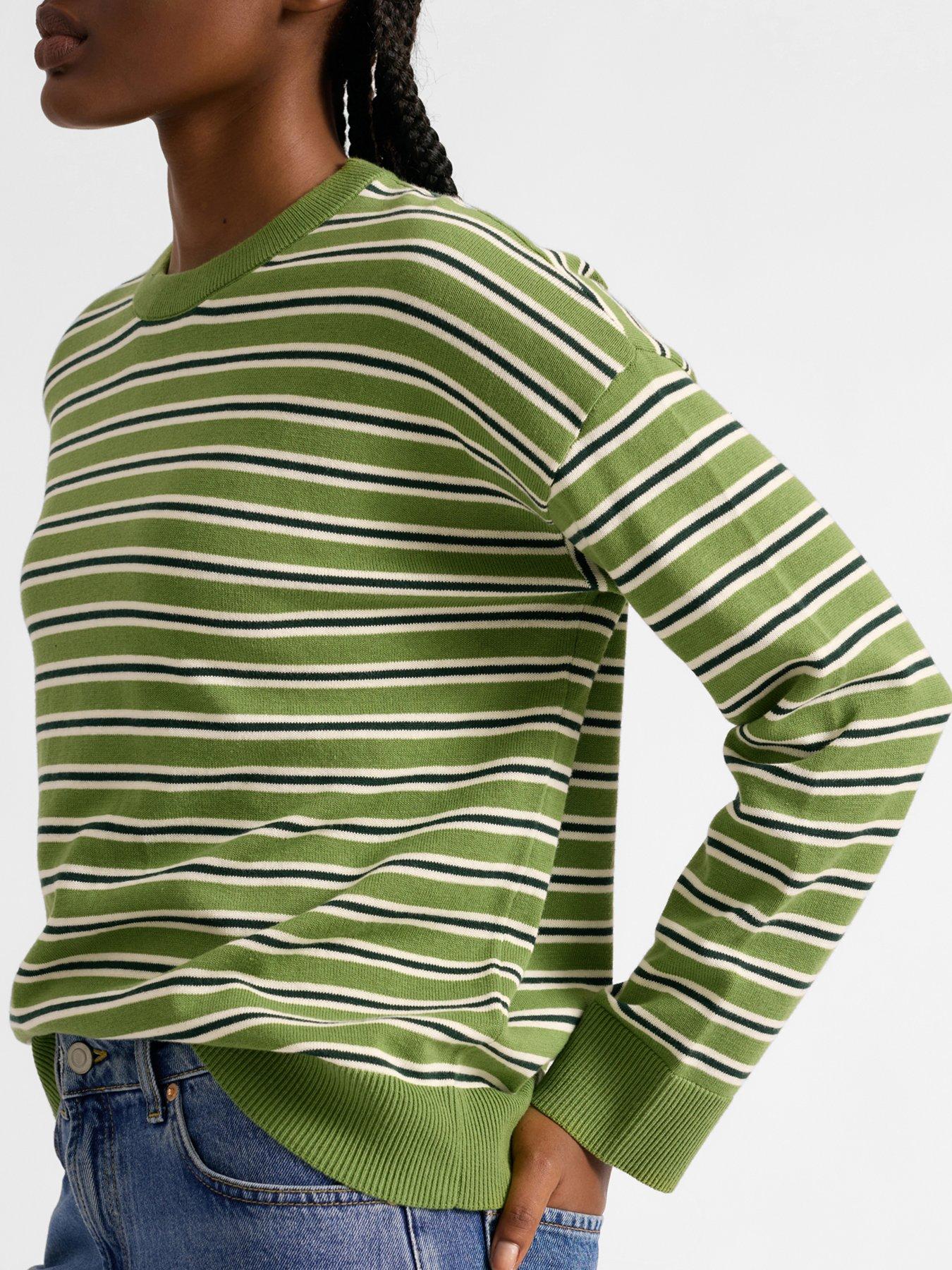 Image 3 of 4 of Albaray Stripe Cotton Jumper - Green