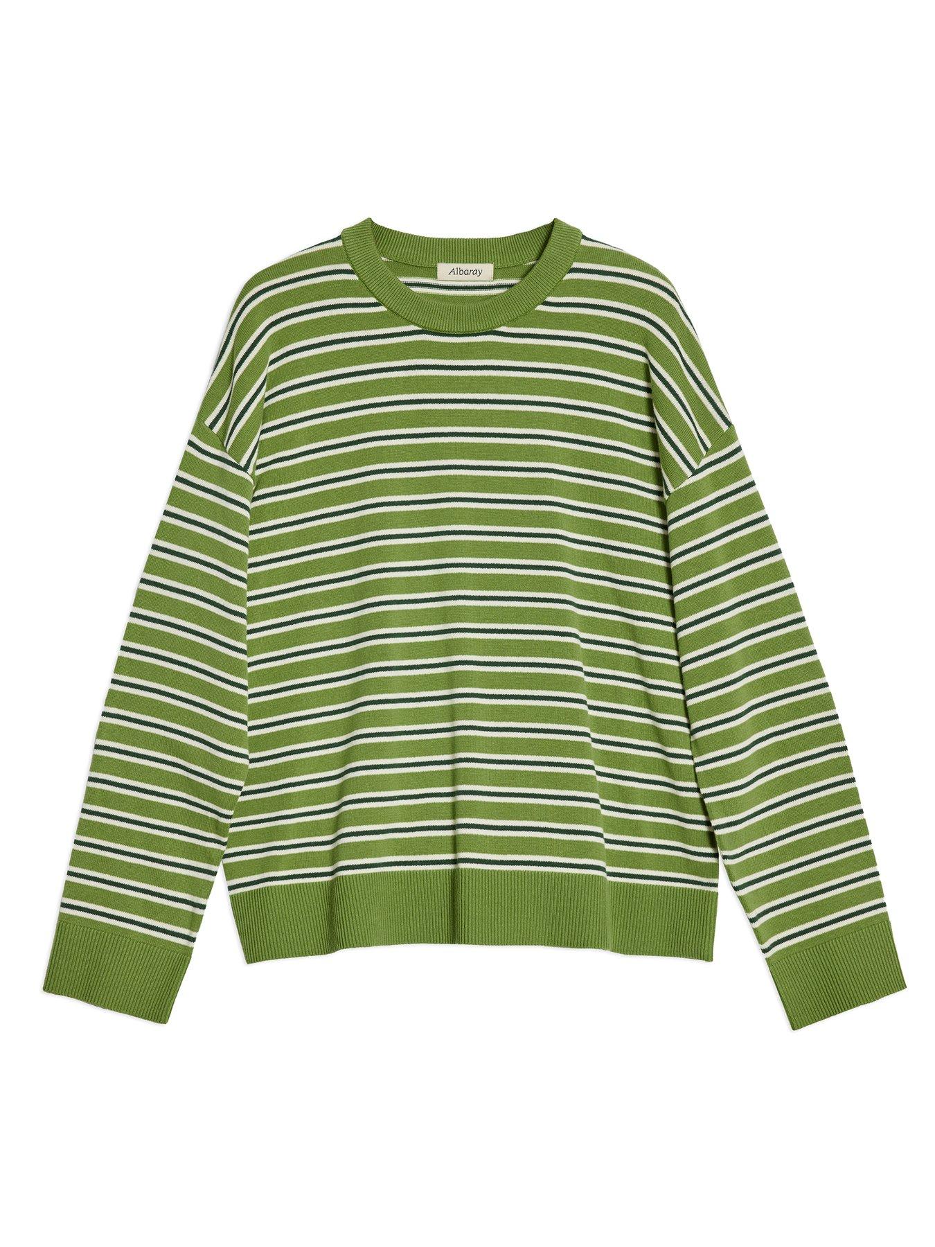 Image 4 of 4 of Albaray Stripe Cotton Jumper - Green