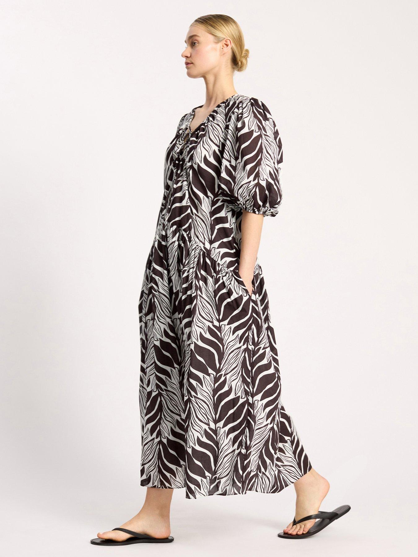 Image 5 of 5 of Albaray Mono Palm Dress - Chocolate/White