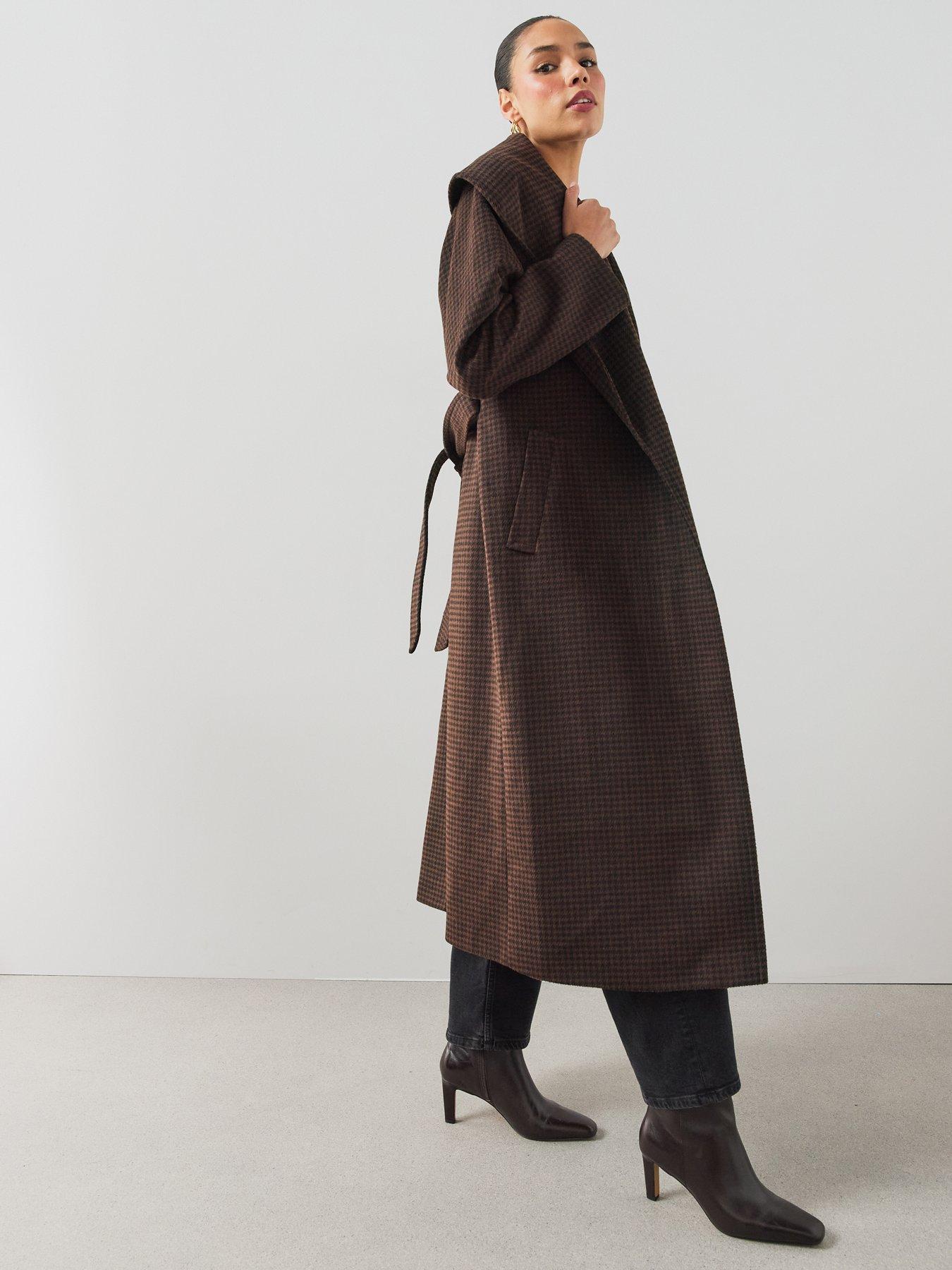Image 3 of 6 of The Very Collection Womens Shawl Collar Belted Wrap Coat - Print