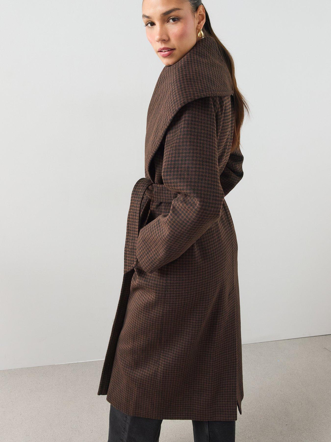 Image 5 of 6 of The Very Collection Womens Shawl Collar Belted Wrap Coat - Print