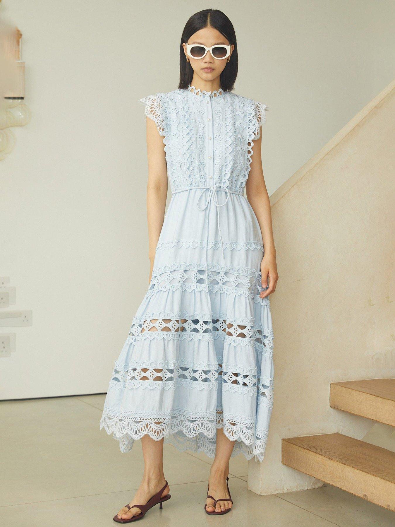 Jovonna London Irida Lace Dress - Blue