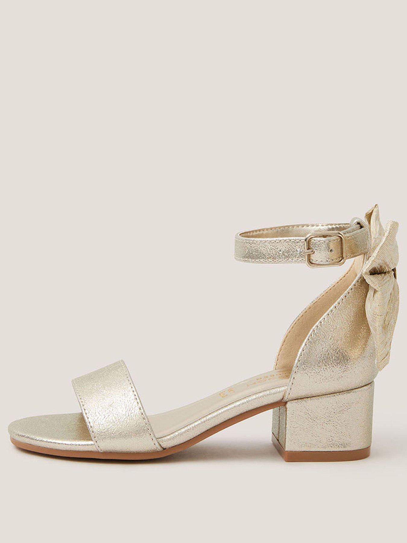 Image 2 of 3 of Monsoon Girls Bow 2 Part Heel Shoes - Gold