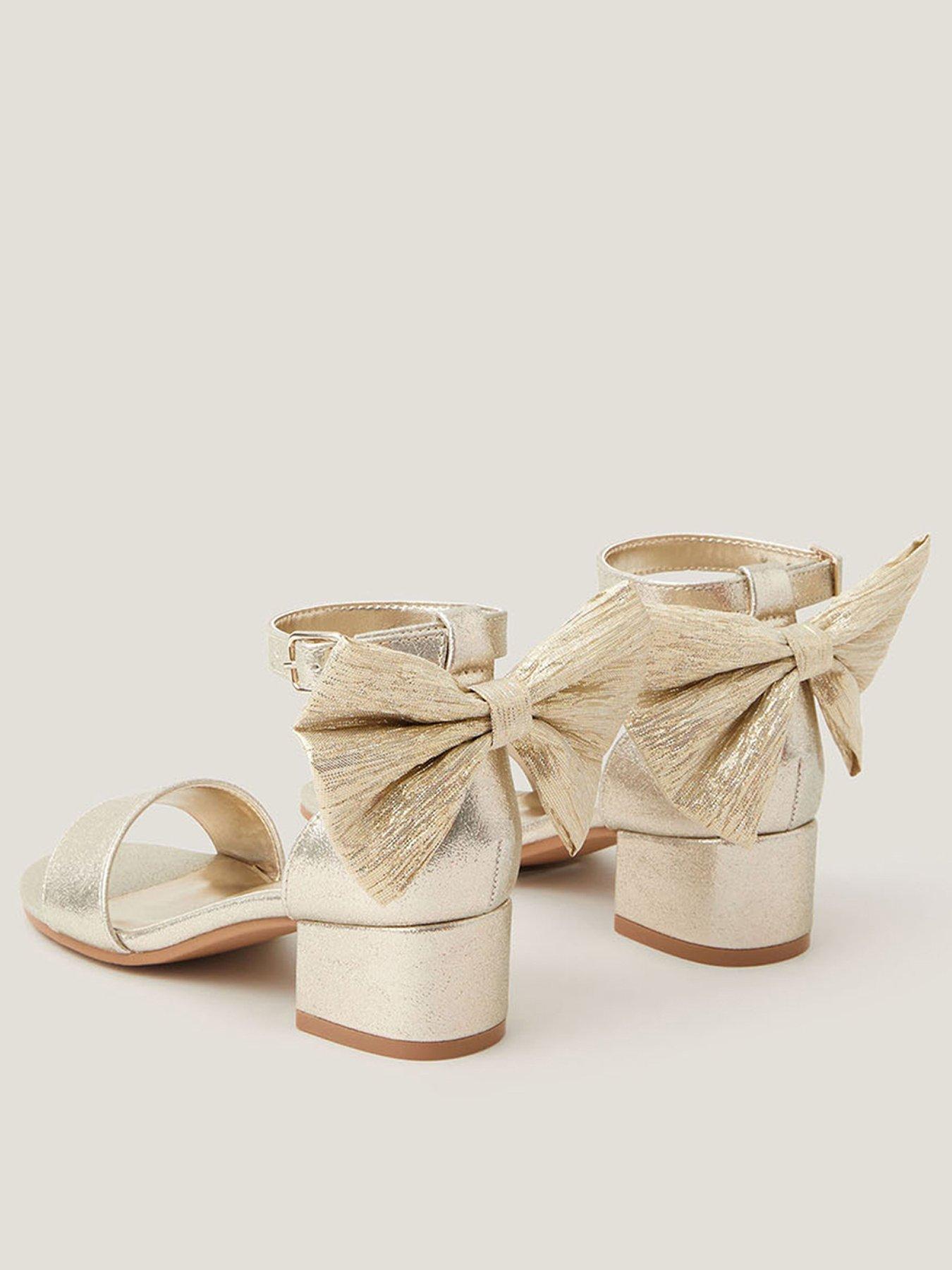 Image 3 of 3 of Monsoon Girls Bow 2 Part Heel Shoes - Gold
