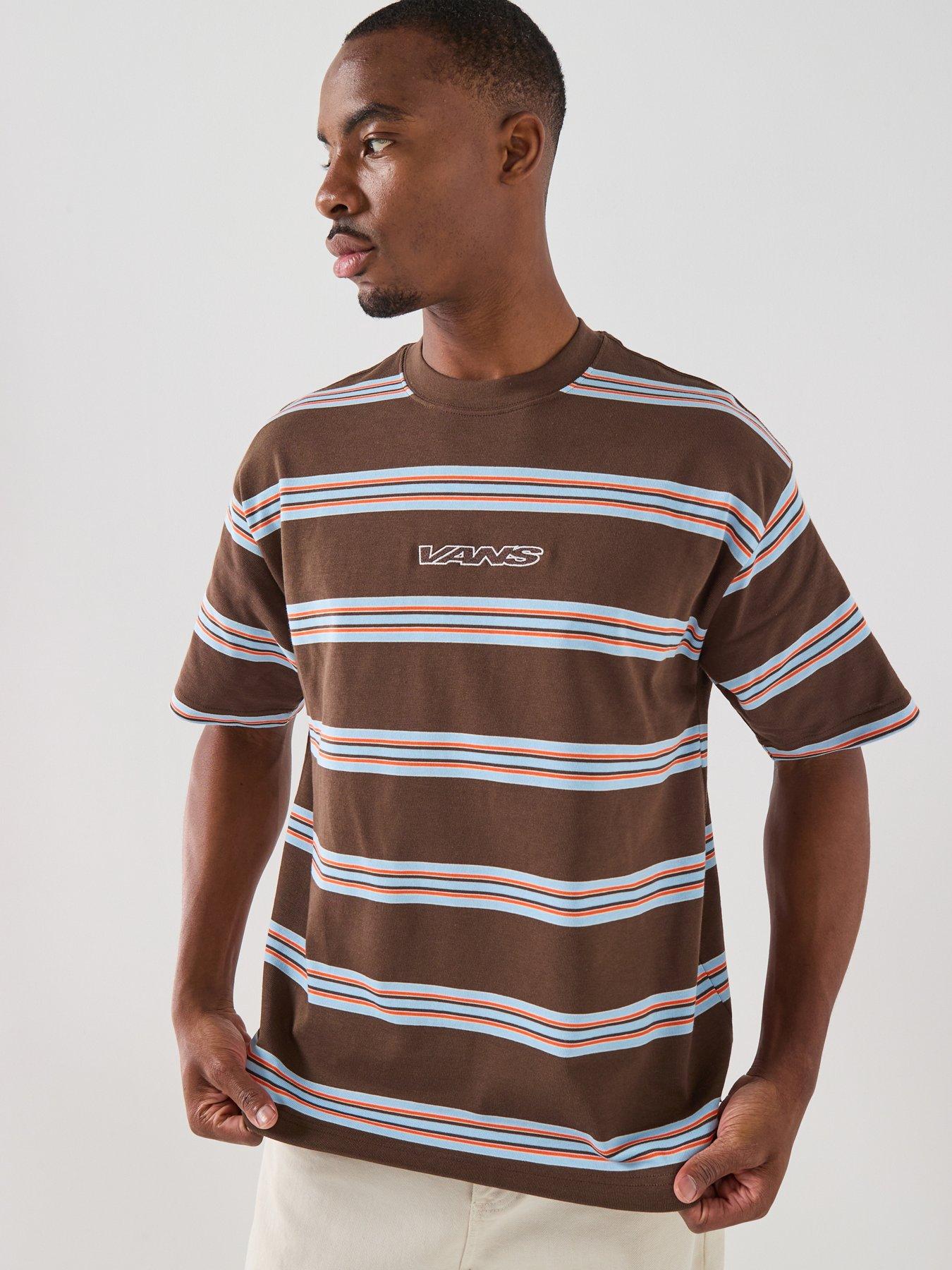 Vans Mens Mesa Stripe Short Sleeve Shirt Vintage - Brown