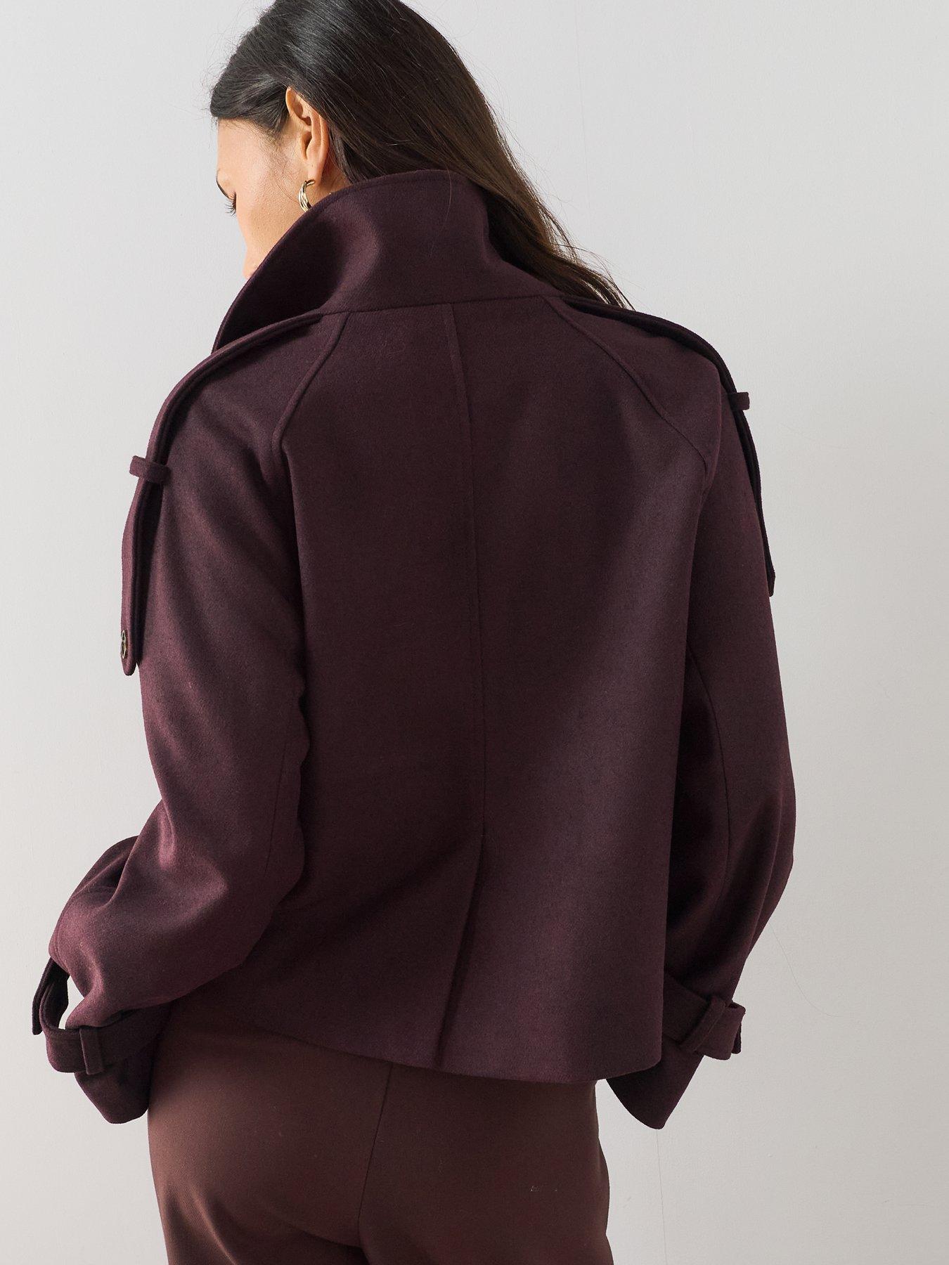 Image 2 of 7 of The Very Collection Faux Wool Funnel Neck Trench