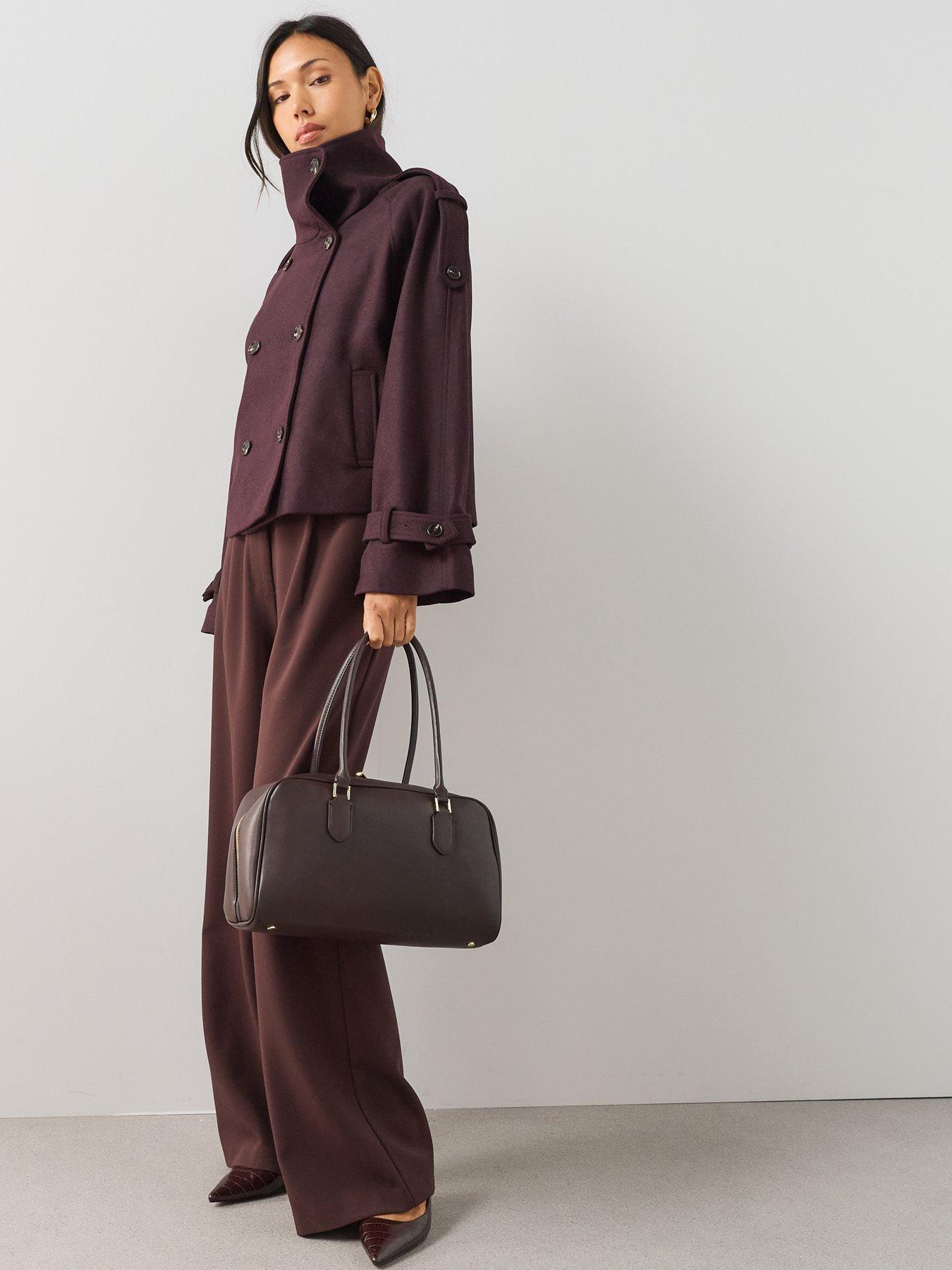 Image 3 of 7 of The Very Collection Faux Wool Funnel Neck Trench