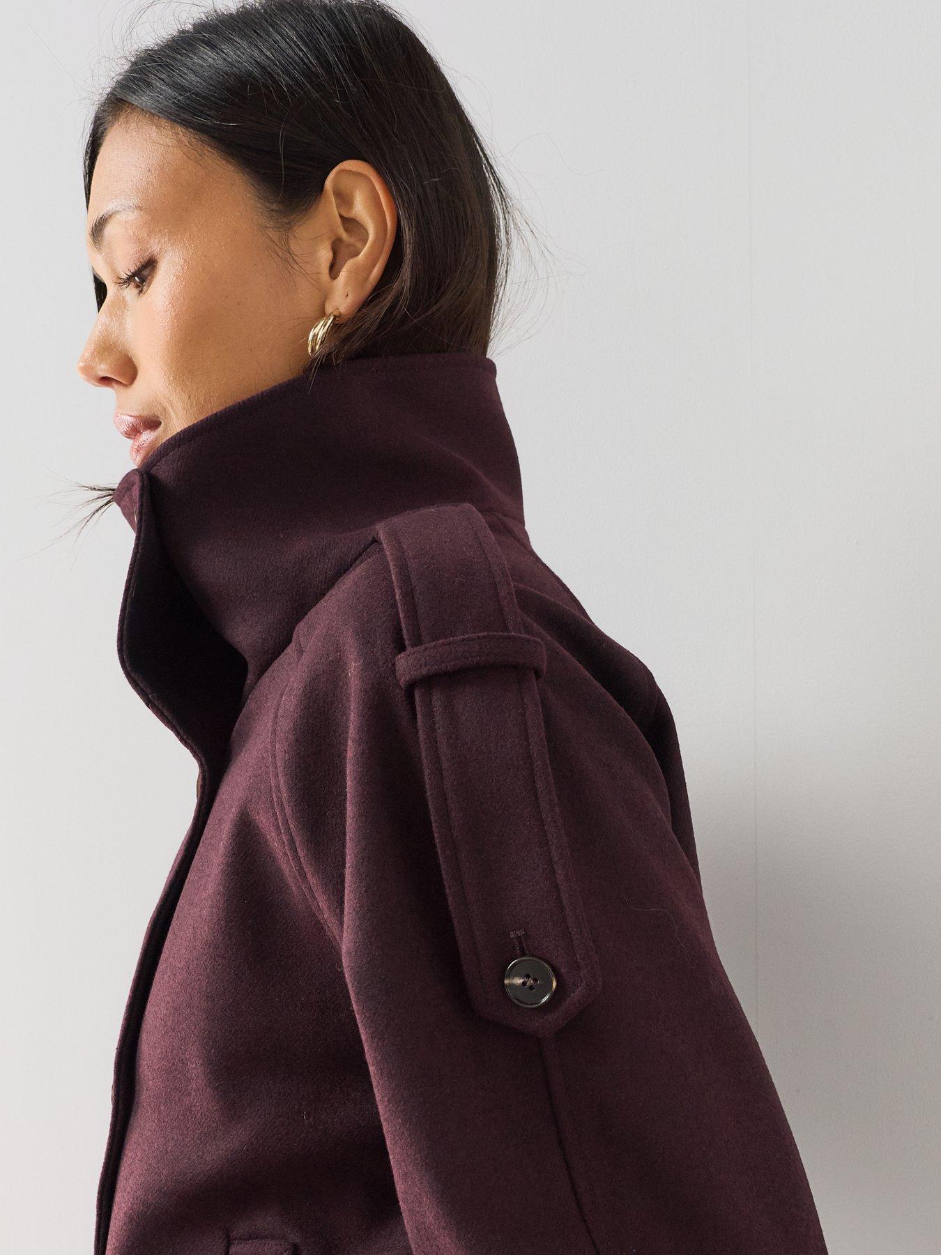 Image 5 of 7 of The Very Collection Faux Wool Funnel Neck Trench