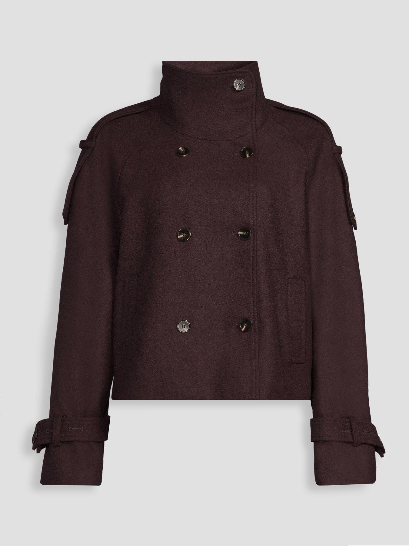 Image 7 of 7 of The Very Collection Faux Wool Funnel Neck Trench