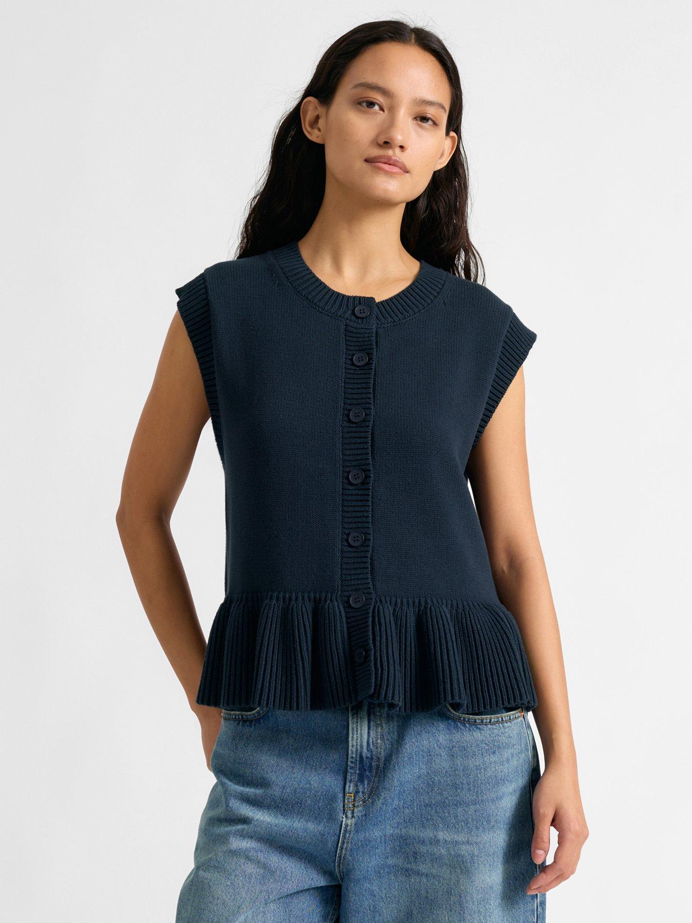 albaray-peplum-hem-cotton-knitted-vest-navy
