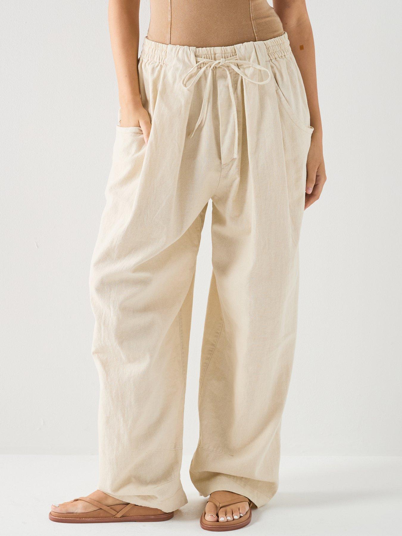 FREE PEOPLE Chambers Laid Back Pull On Pants - Beige