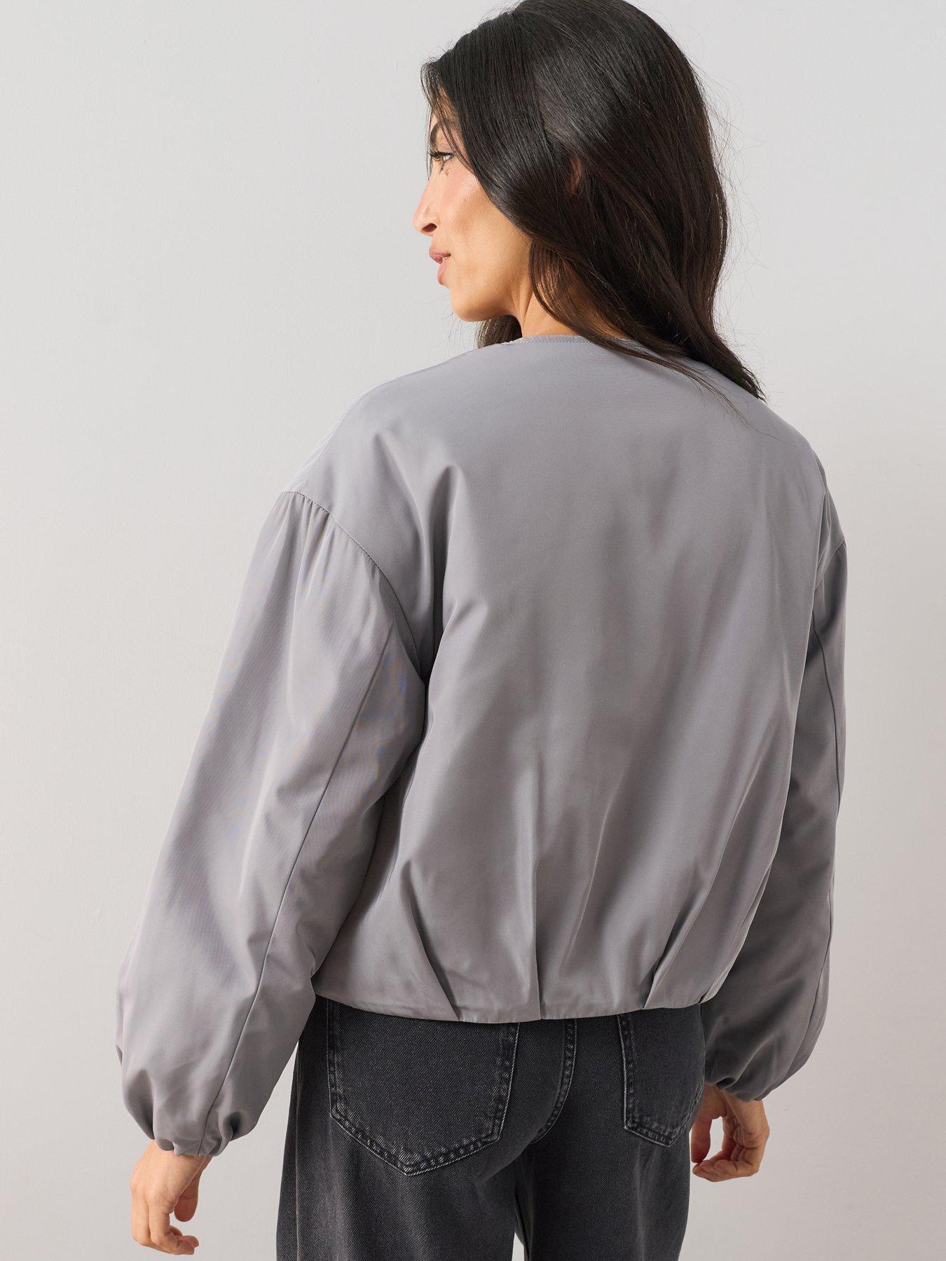 Image 2 of 7 of The Very Collection Soft Volume Bomber Jacket - Grey