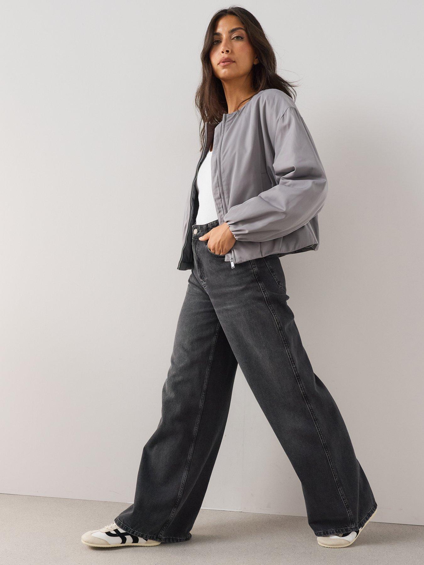 Image 4 of 7 of The Very Collection Soft Volume Bomber Jacket - Grey
