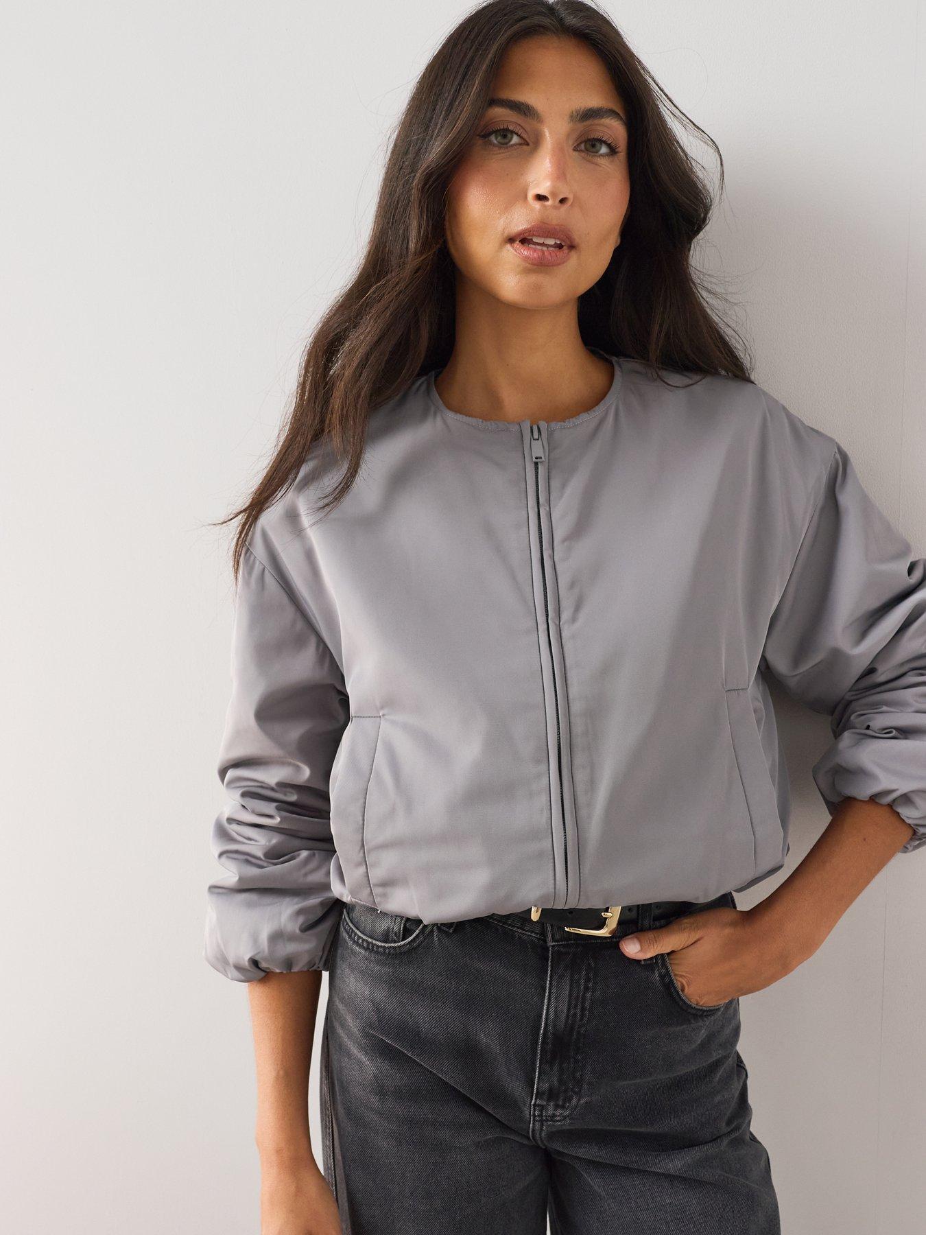 Image 5 of 7 of The Very Collection Soft Volume Bomber Jacket - Grey