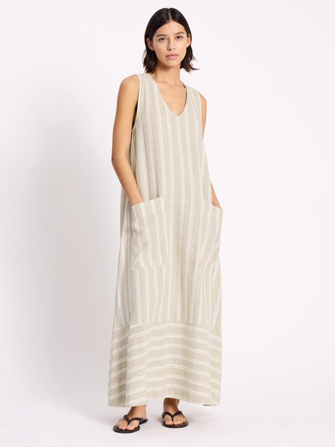 Albaray Linen Stripe Sleeveless Dress