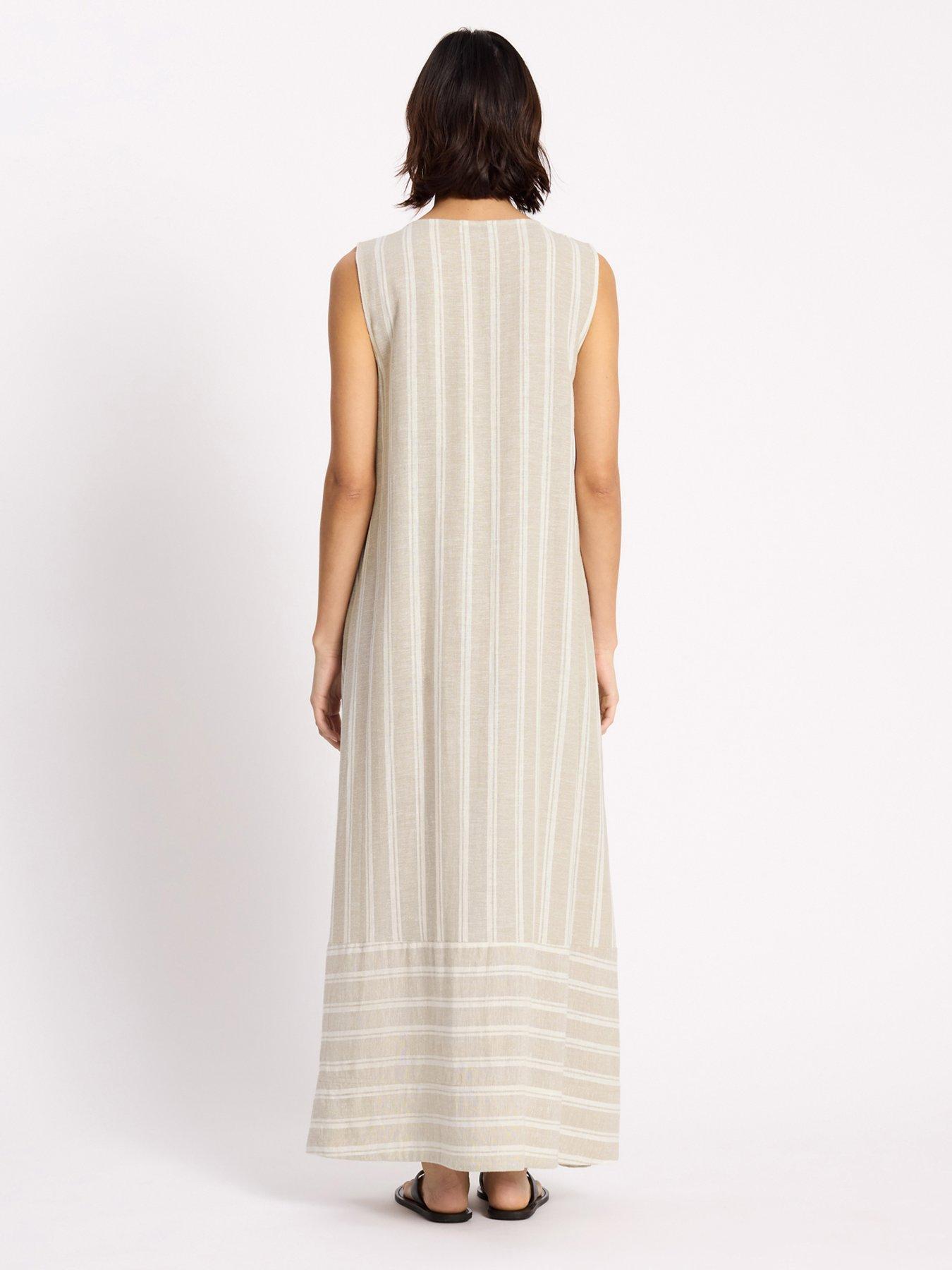Image 2 of 4 of Albaray Linen Stripe Sleeveless Dress