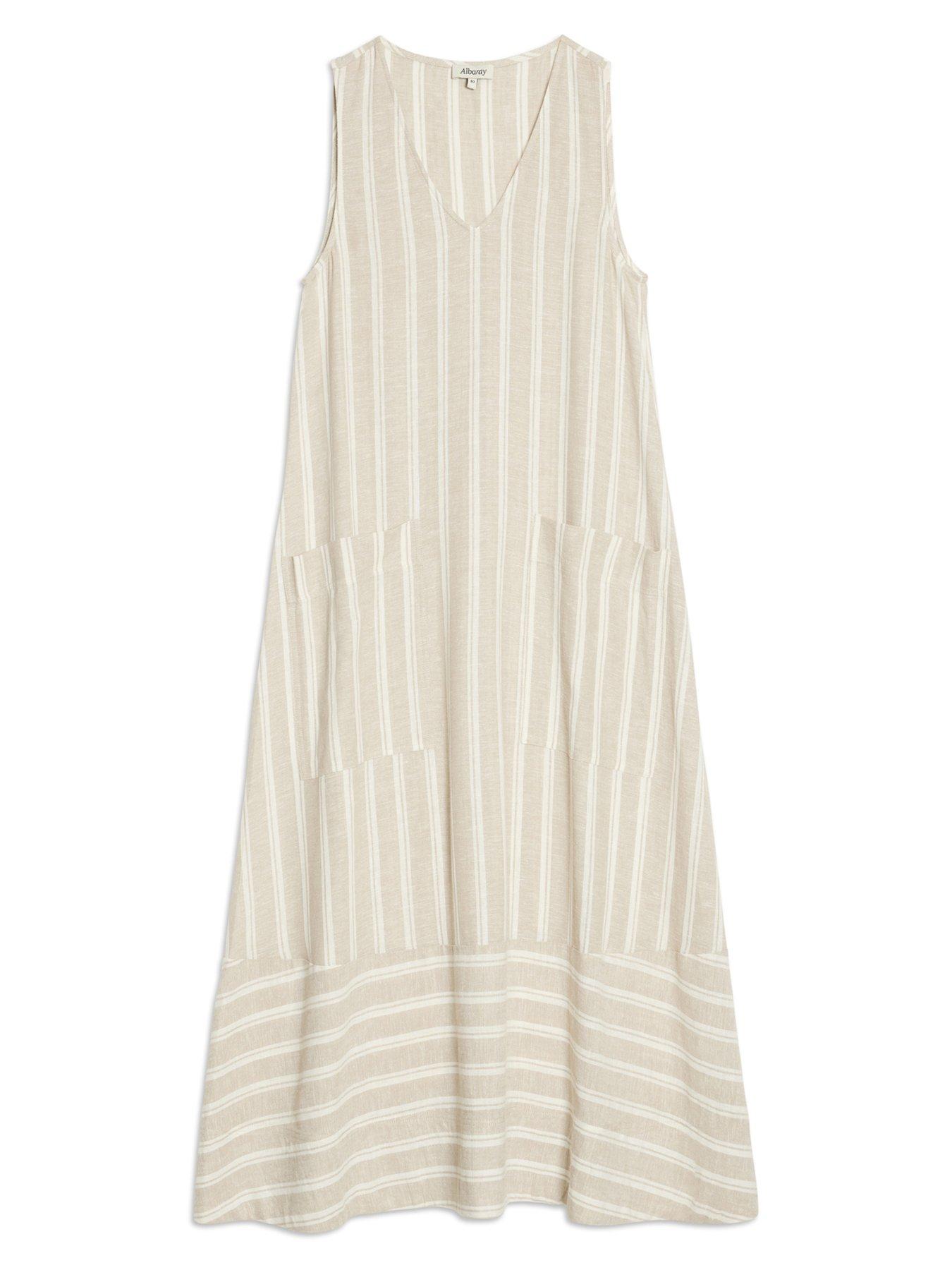 Image 4 of 4 of Albaray Linen Stripe Sleeveless Dress