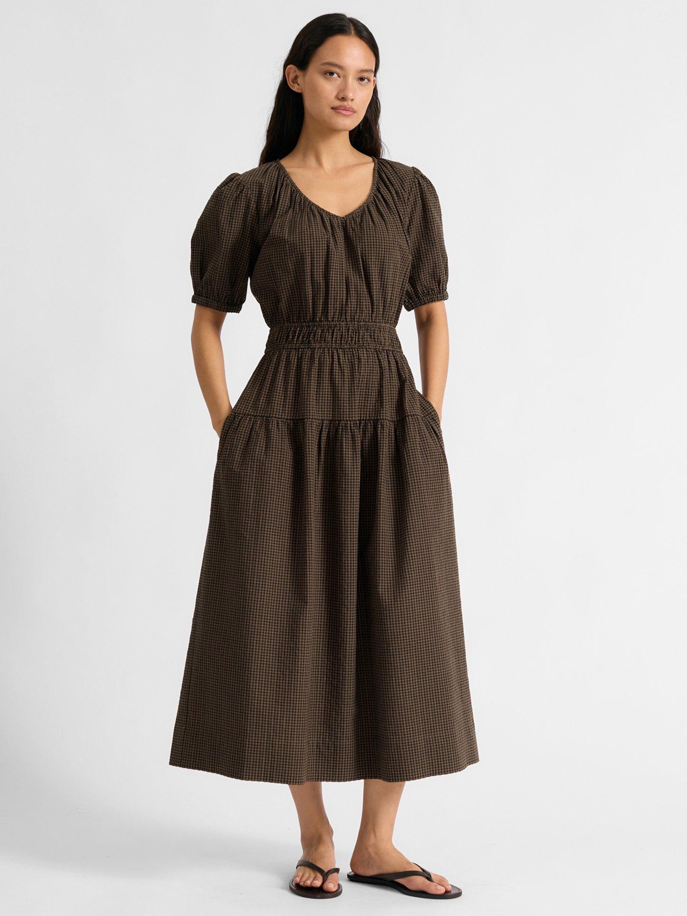 albaray-gingham-midi-dress-brown