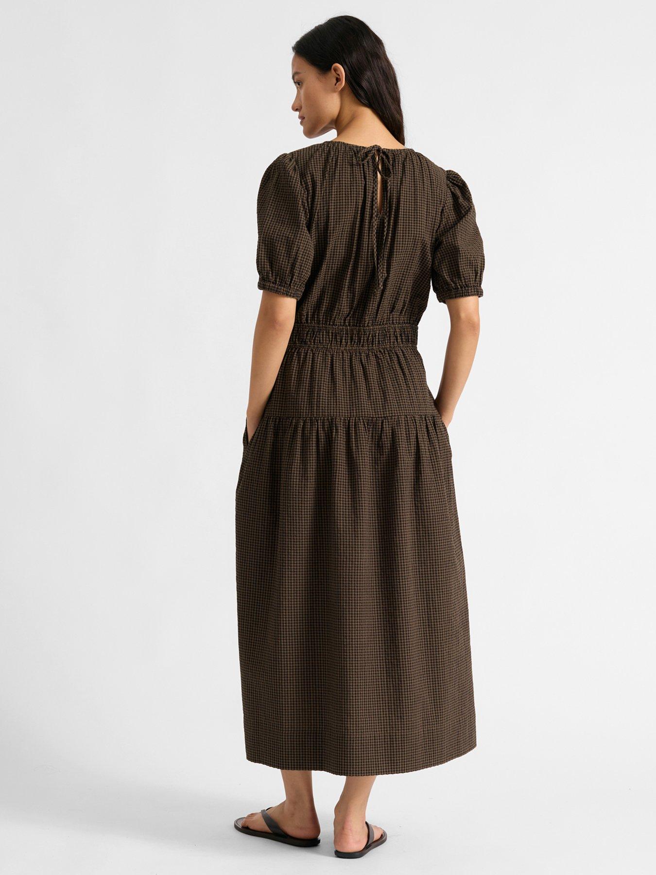 albaray-gingham-midi-dress-brownstillFront
