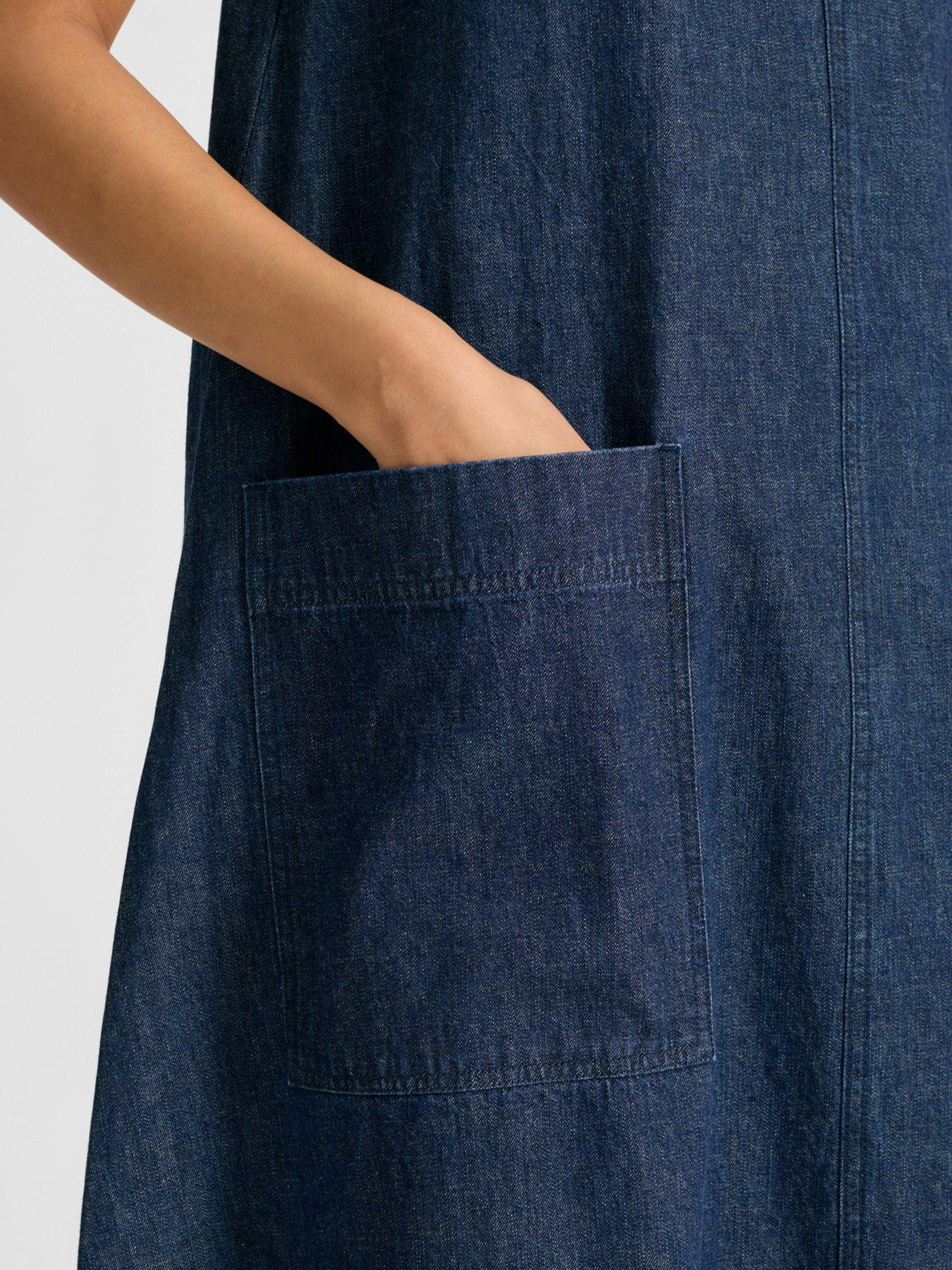 albaray-v-neck-denim-a-line-dress-blueback