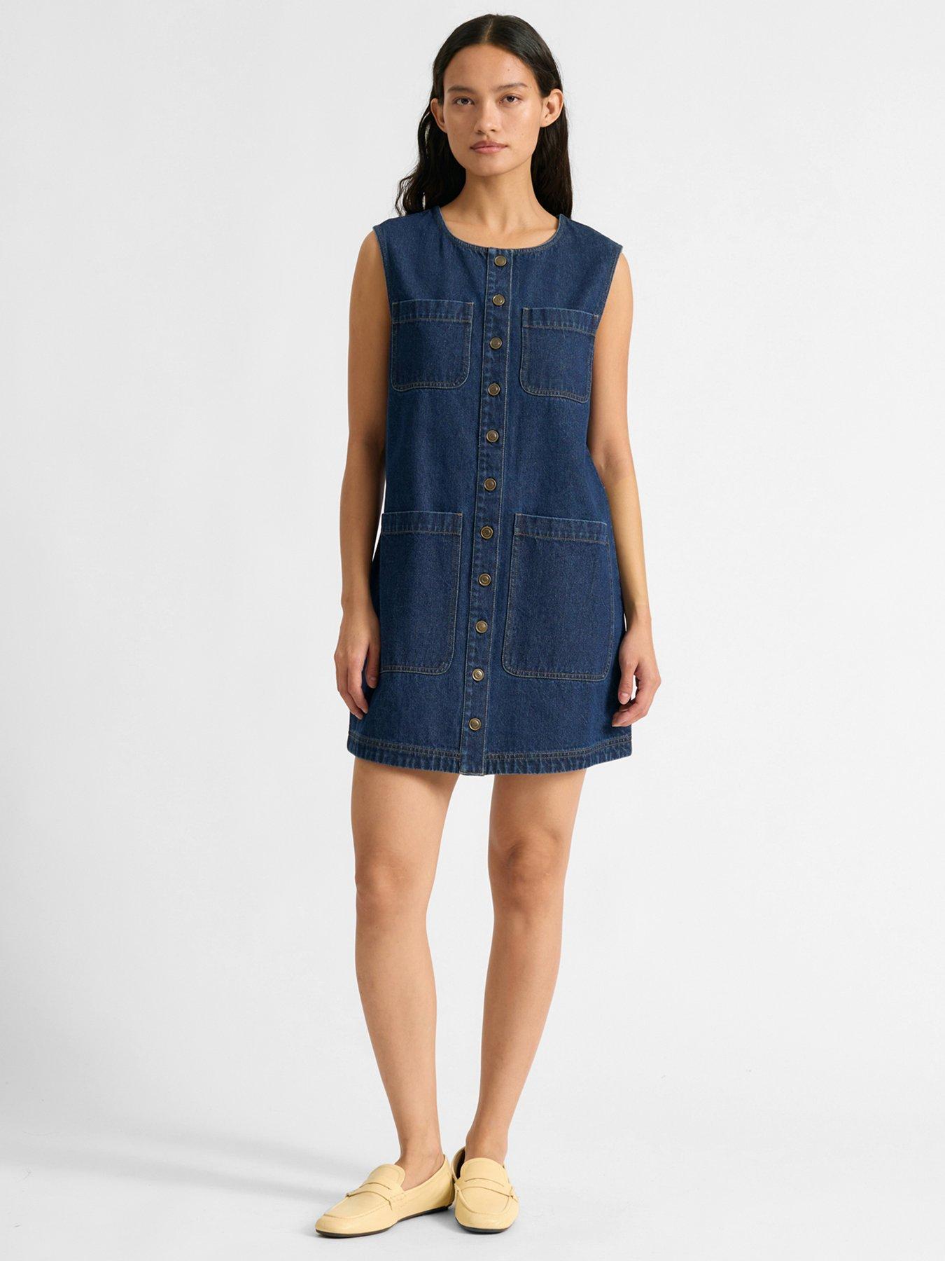 albaray-denim-4-pocket-short-dress-bluefront
