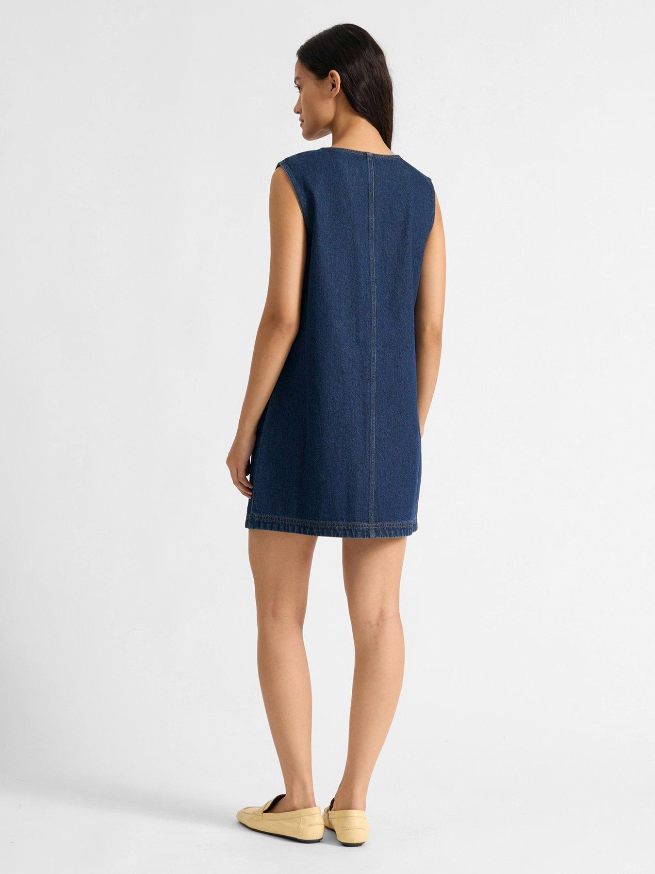 albaray-denim-4-pocket-short-dress-bluestillFront