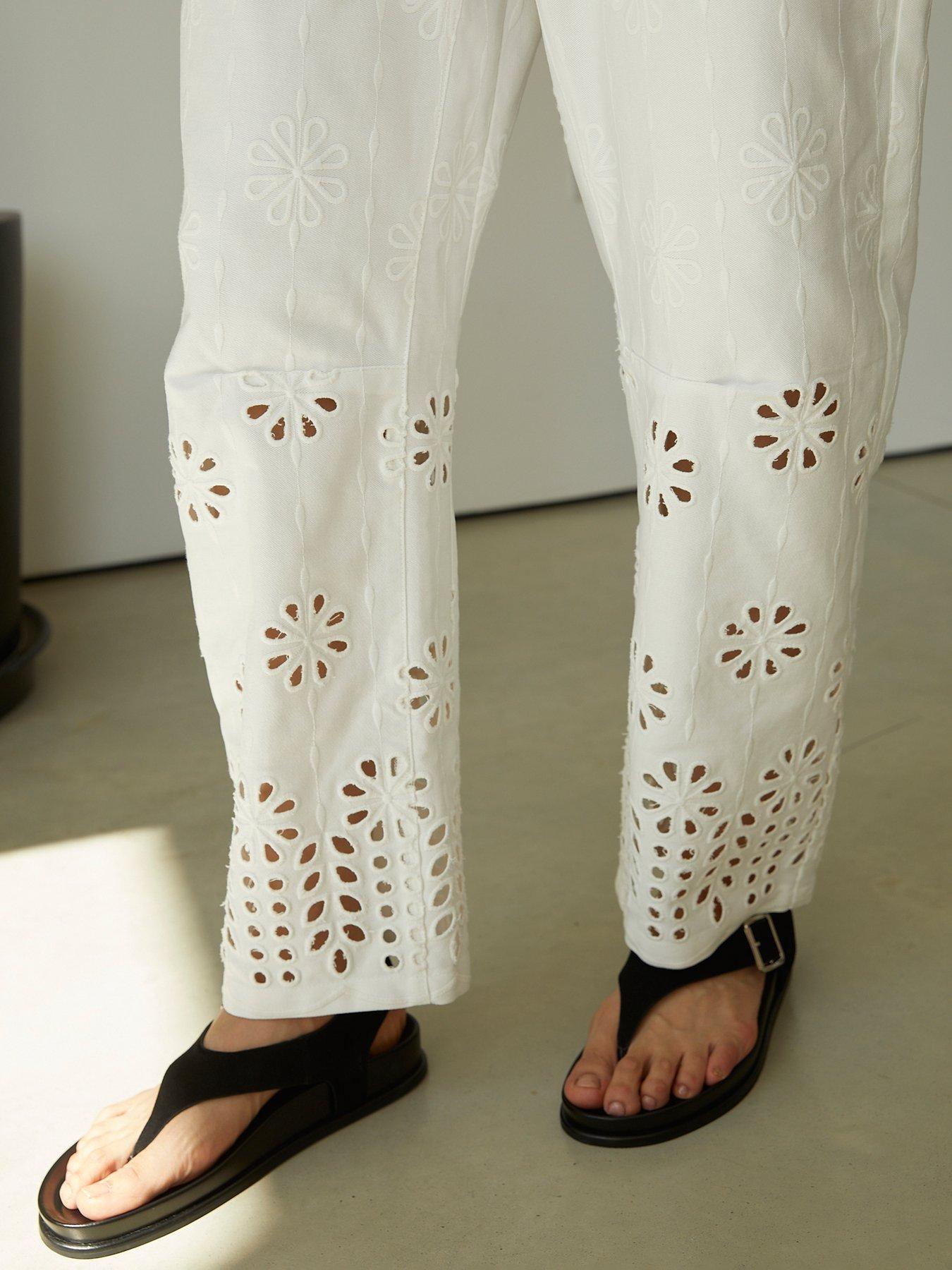 Image 2 of 3 of Jovanna Vesna Embroidered Trousers - White