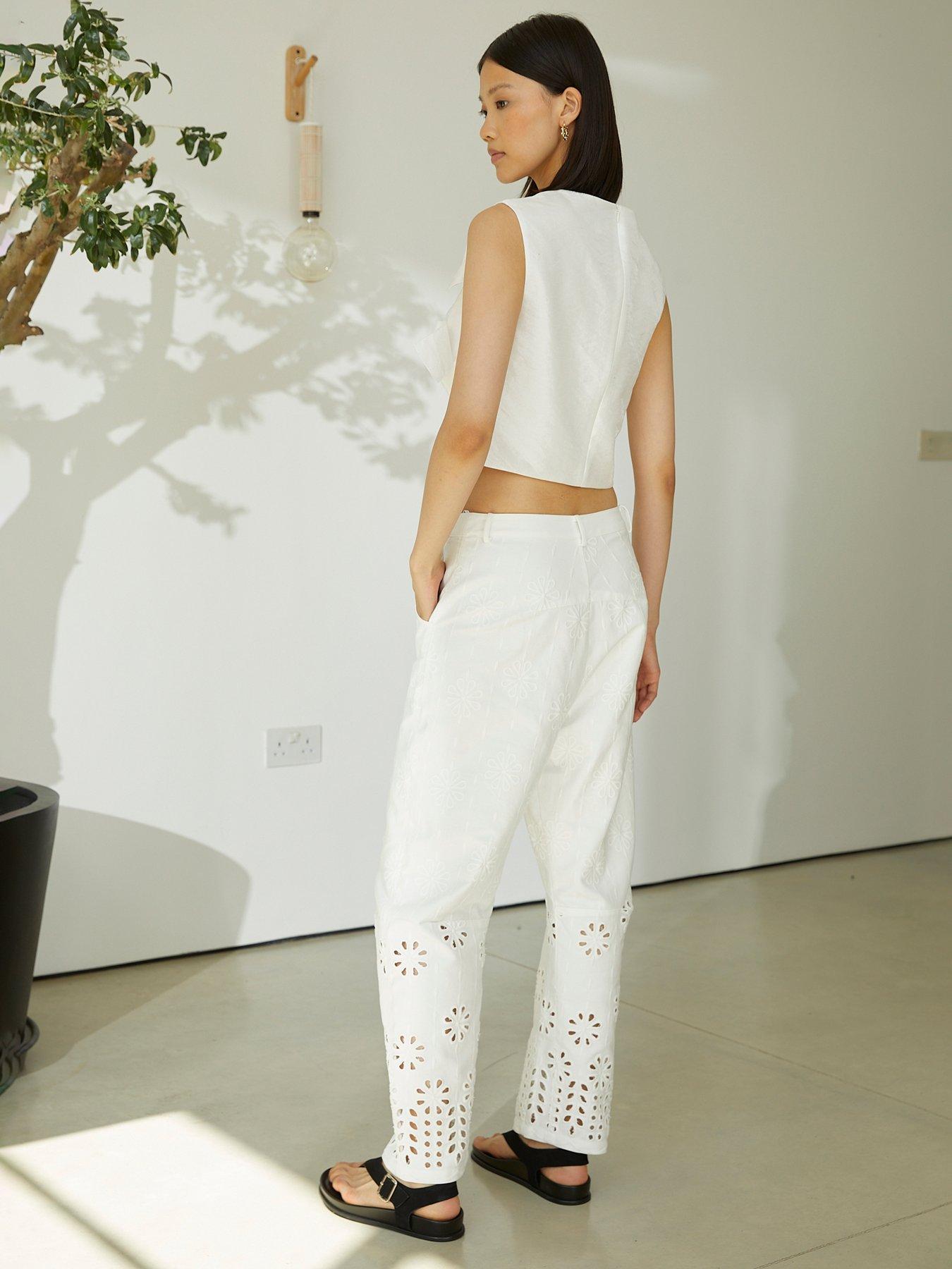 Image 3 of 3 of Jovanna Vesna Embroidered Trousers - White