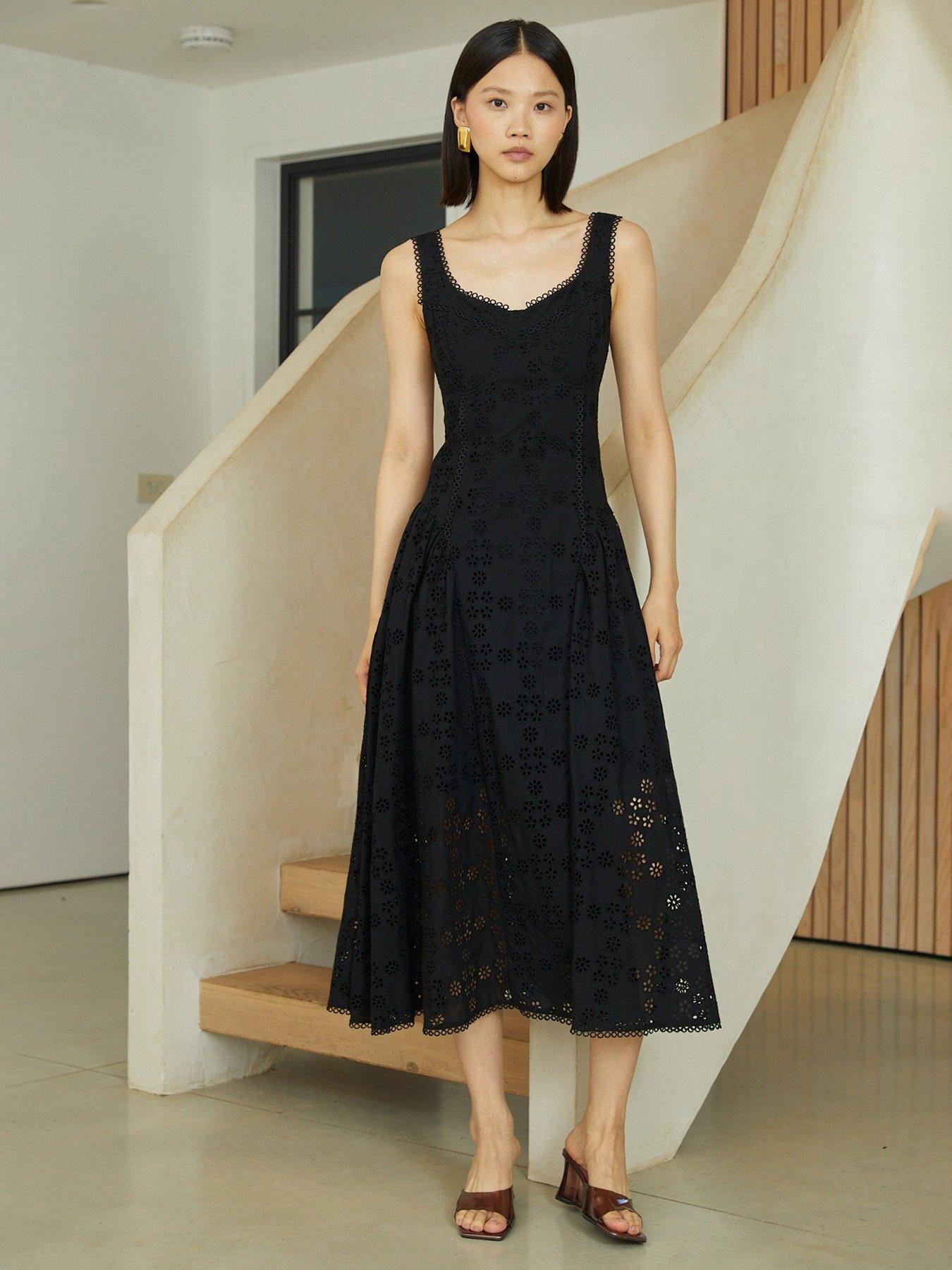 Jovanna Nerida Black Embroidered Dress - Black