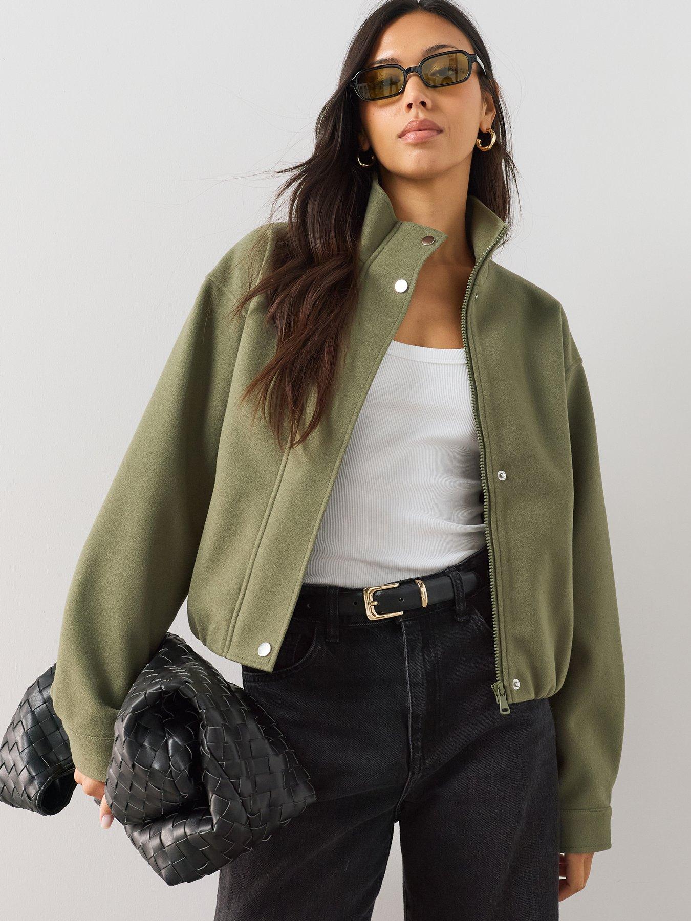 The Very Collection Faux Wool Funnel Neck Bomber