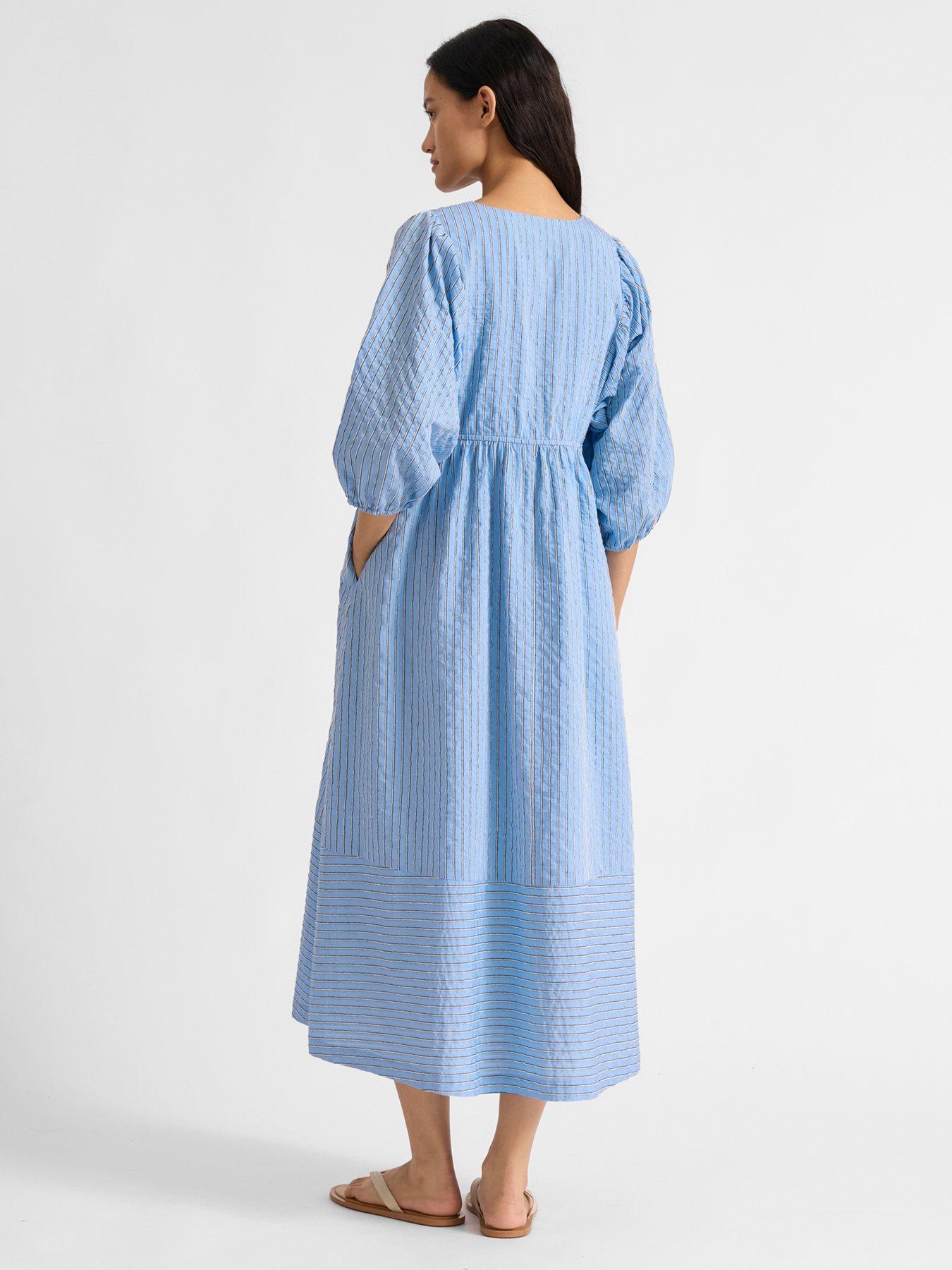 albaray-blue-stripe-v-neck-dressstillFront