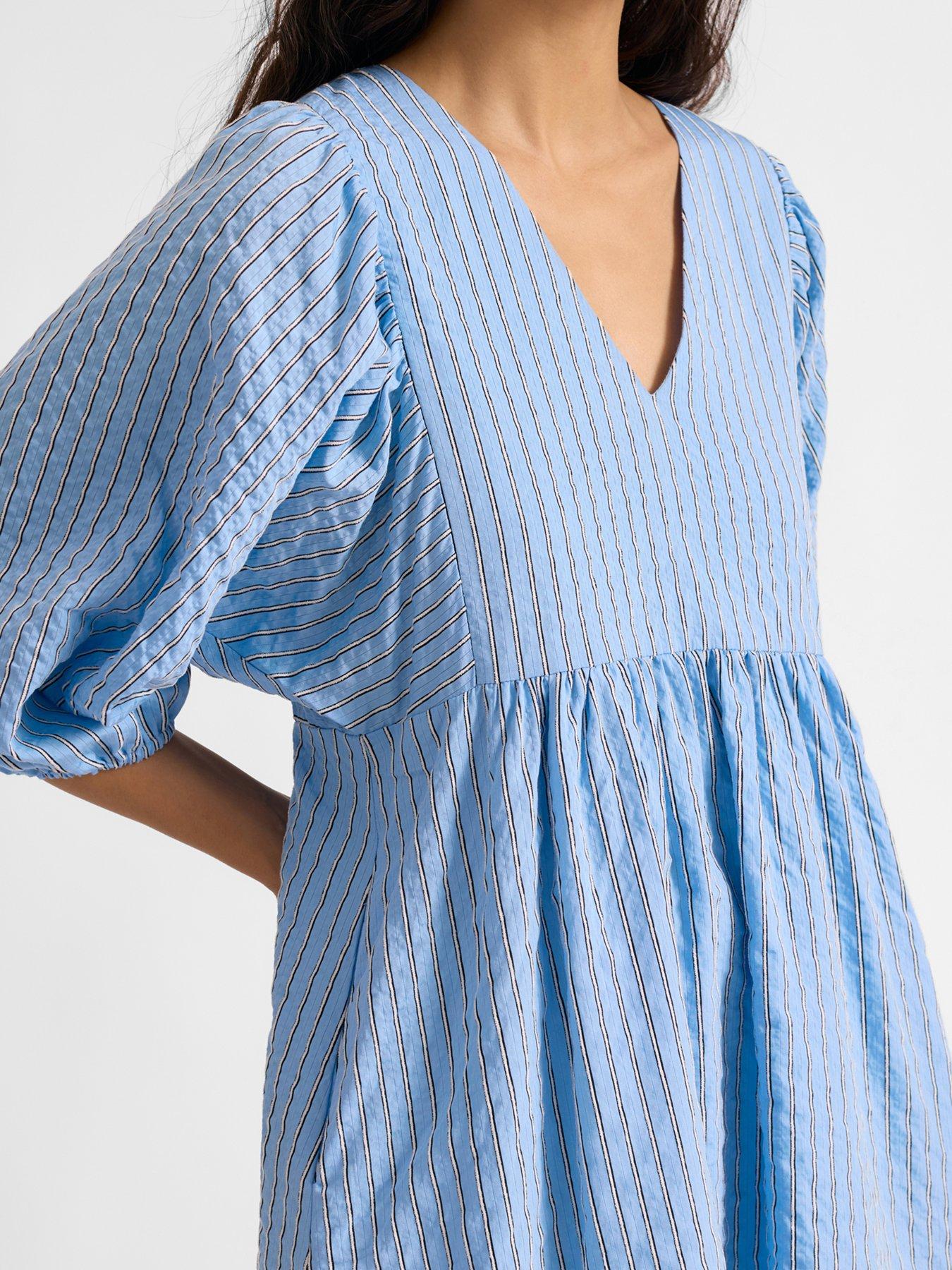 albaray-blue-stripe-v-neck-dressback