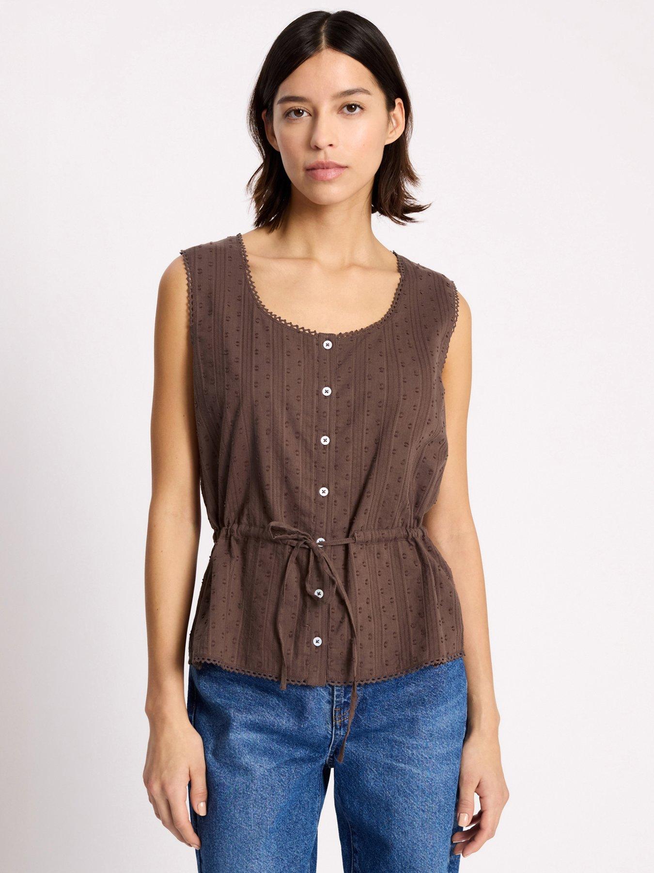Albaray Drawstring Waist Button Through Top