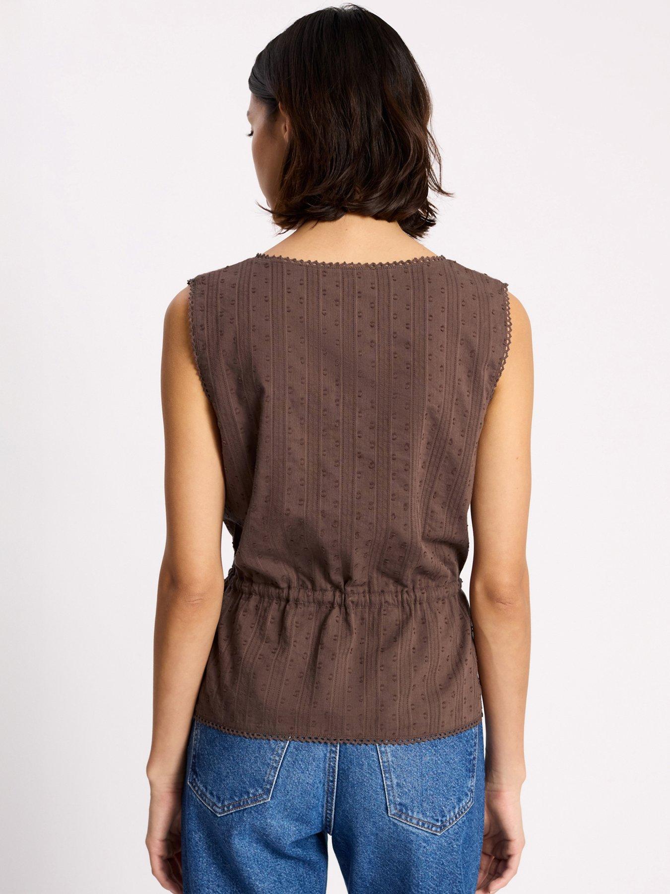 albaray-drawstring-waist-button-through-topstillFront