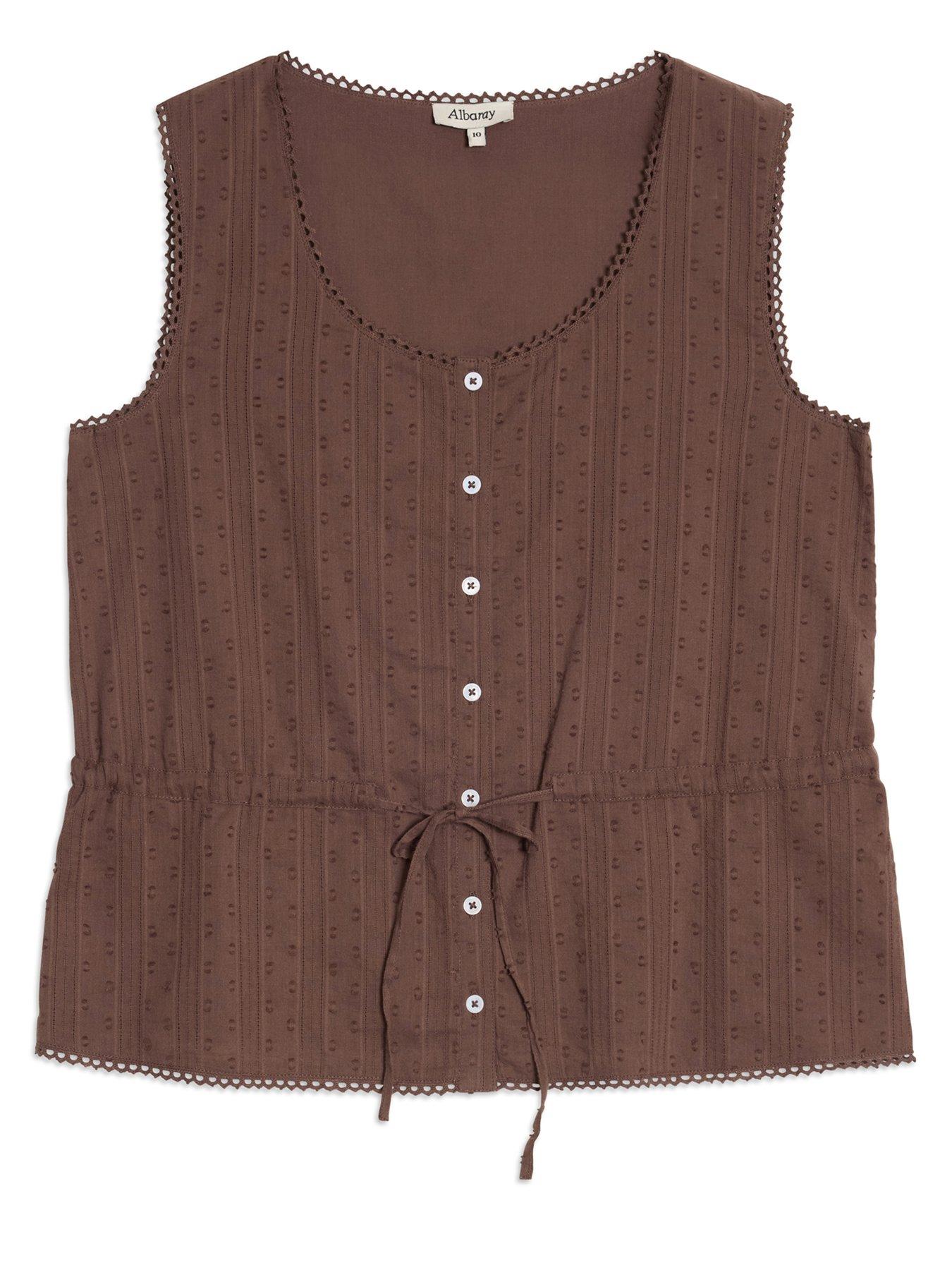albaray-drawstring-waist-button-through-topoutfit