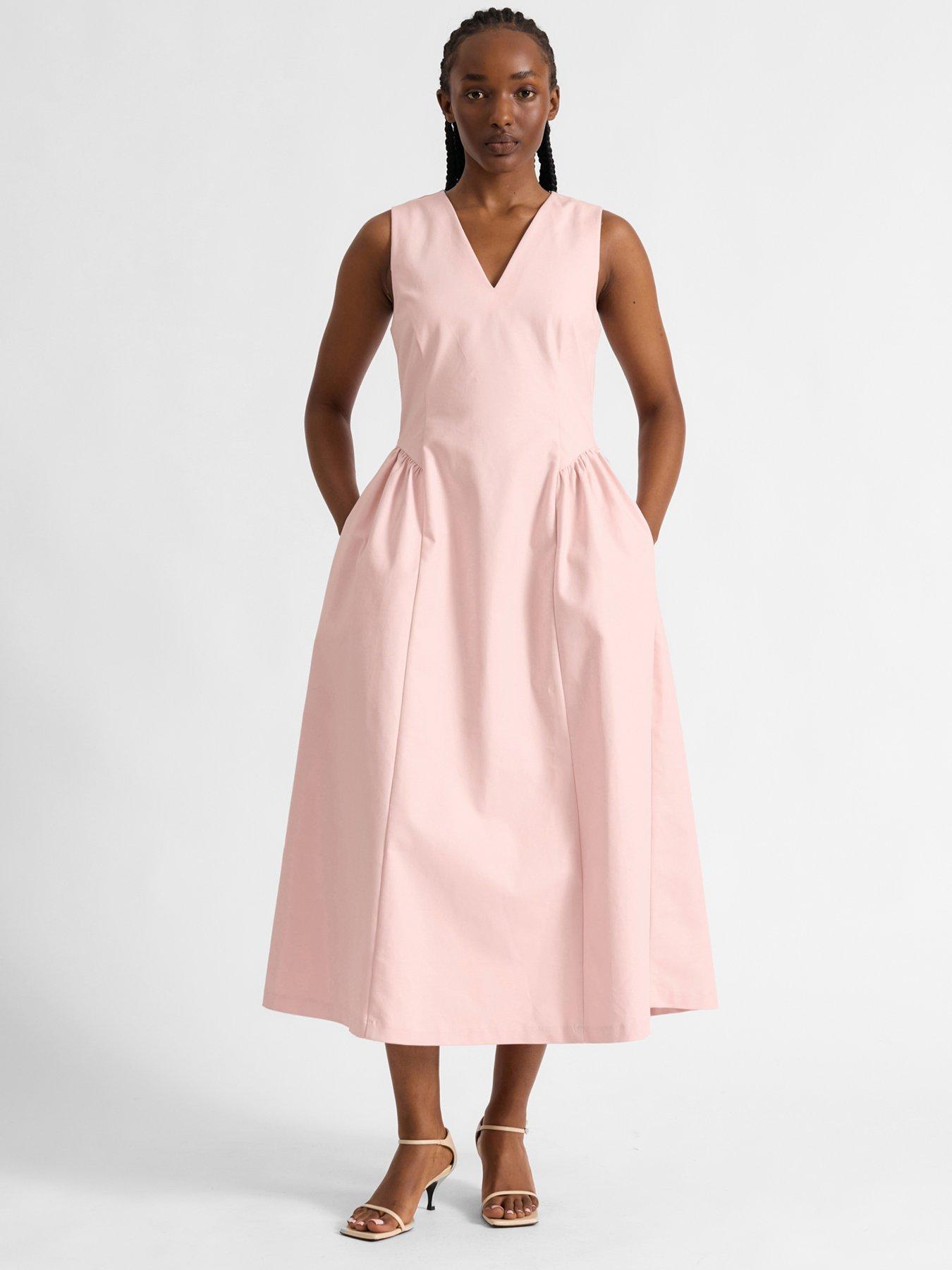 Albaray Cotton Sateen Gathered Side Dress