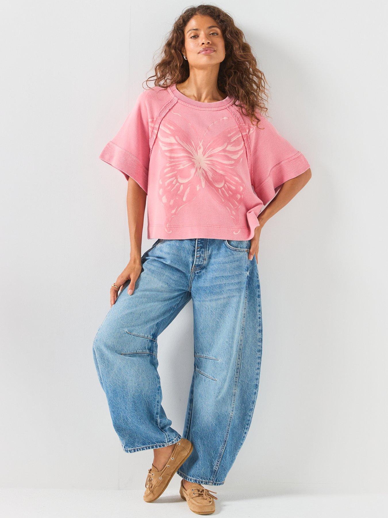 Image 3 of 6 of FREE PEOPLE Dahlia Short Sleeve Pullover - Pink