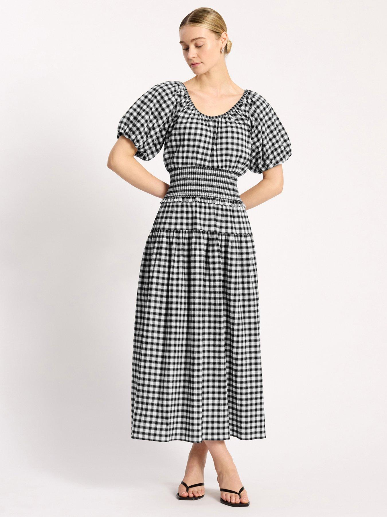 Image 1 of 4 of Albaray Black &amp; White Gingham Dress