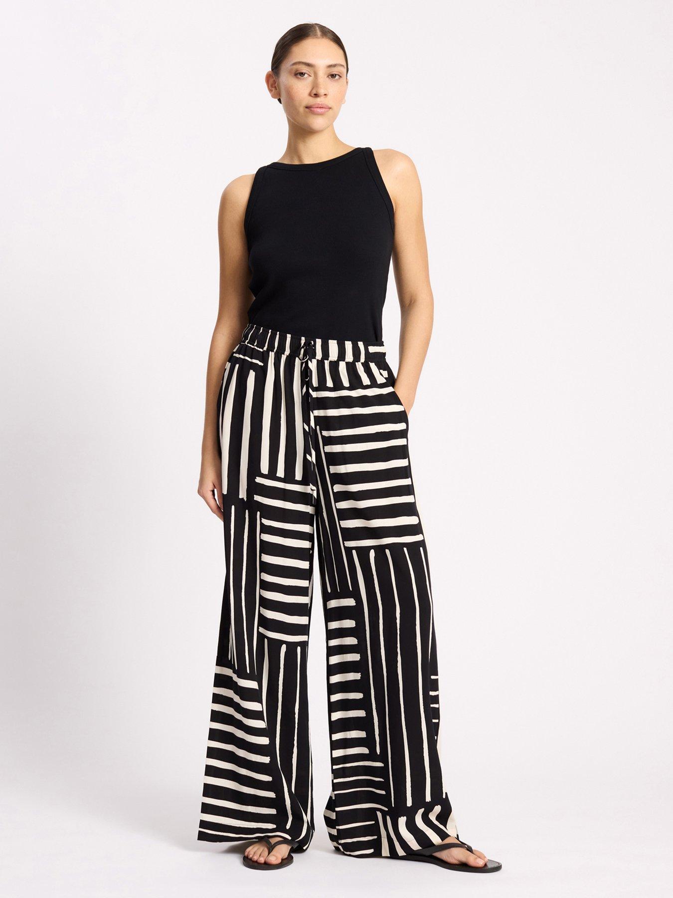 Image 1 of 4 of Albaray Patchwork Stripe Trouser - Black