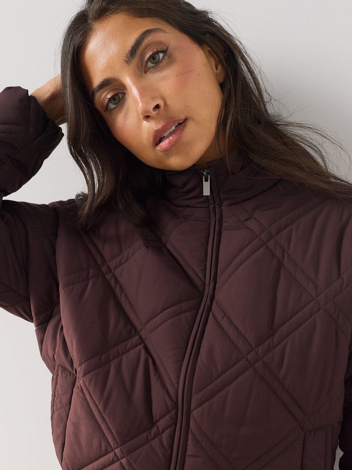 Image 4 of 7 of The Very Collection Quilted Bomber Jacket - Dark Cherry