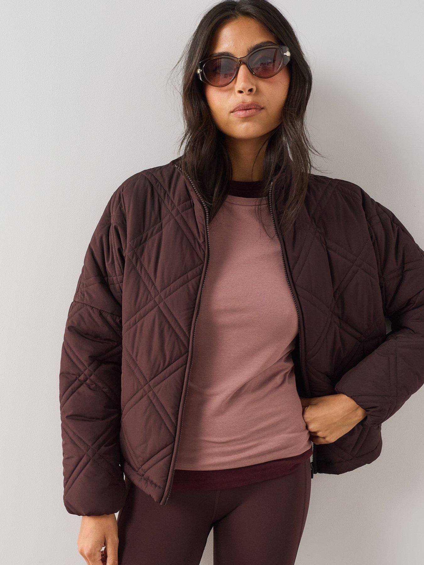 Image 5 of 7 of The Very Collection Quilted Bomber Jacket - Dark Cherry