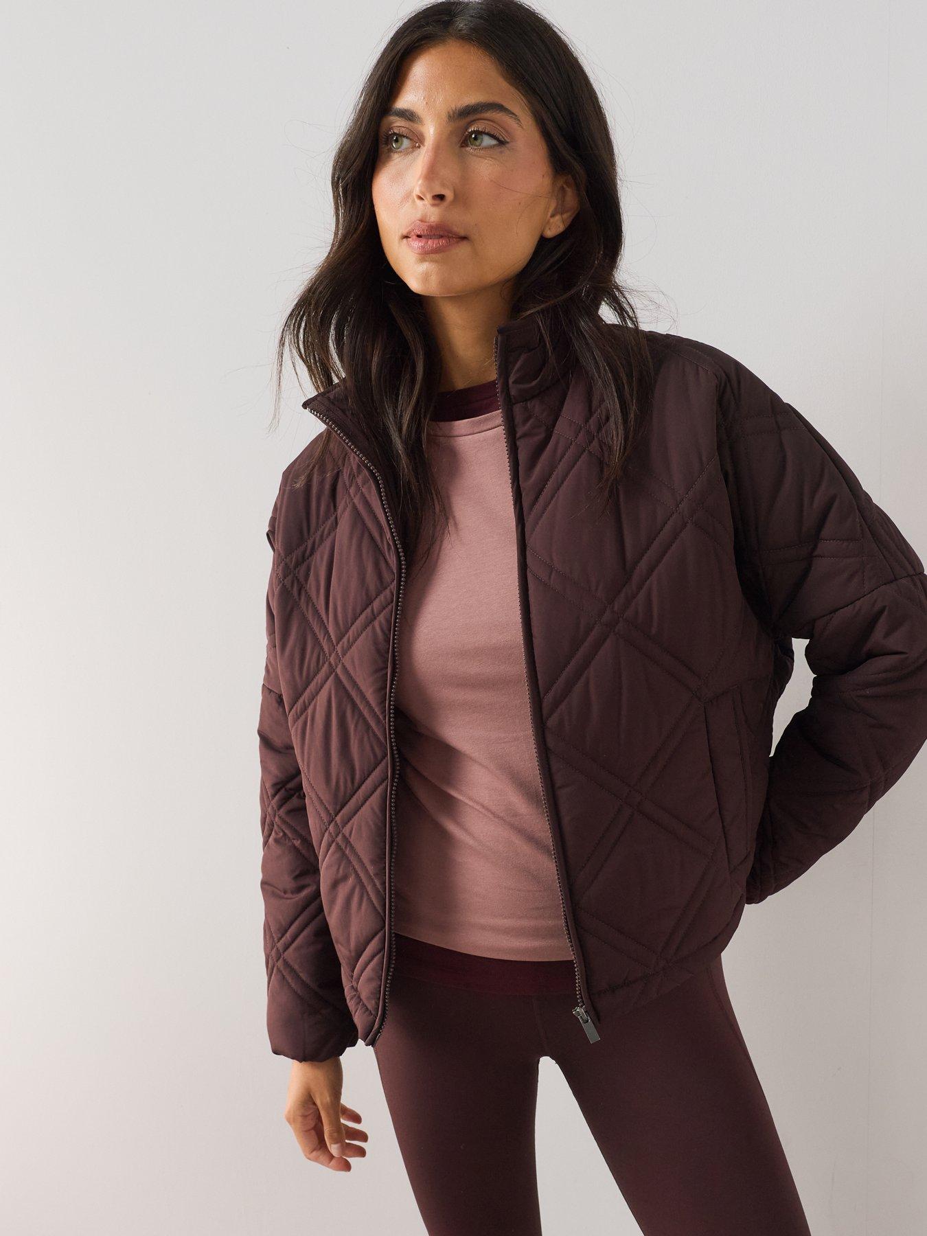 Image 6 of 7 of The Very Collection Quilted Bomber Jacket - Dark Cherry