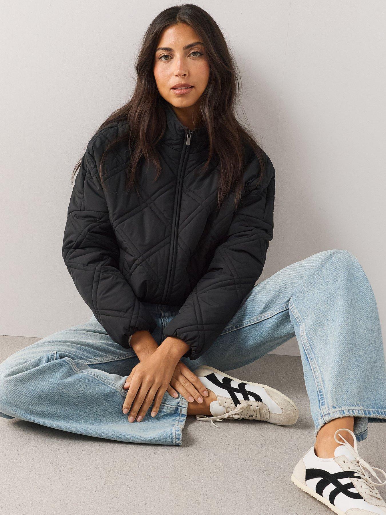 Image 1 of 7 of The Very Collection Lightweight Quilted Bomber Jacket - Black